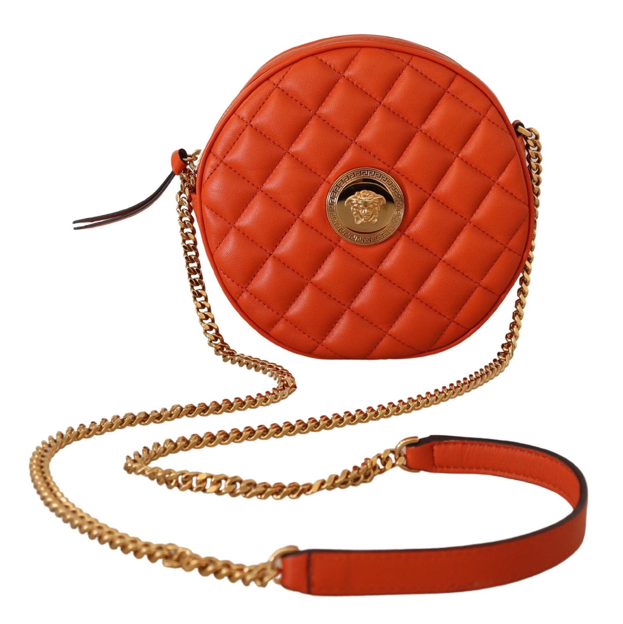 Sac Versace rond en cuir nappa rouge