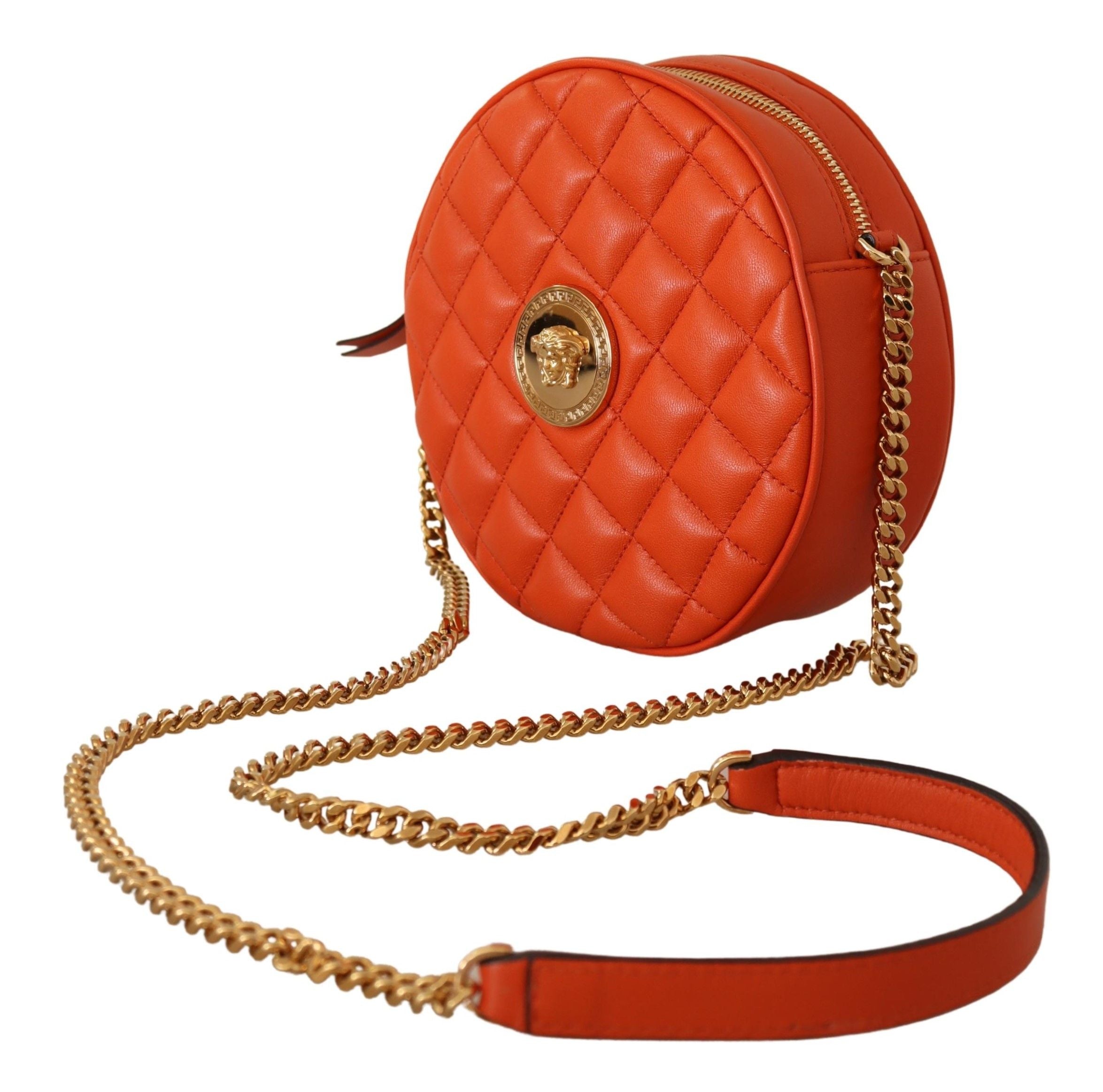 Sac Versace rond en cuir nappa rouge