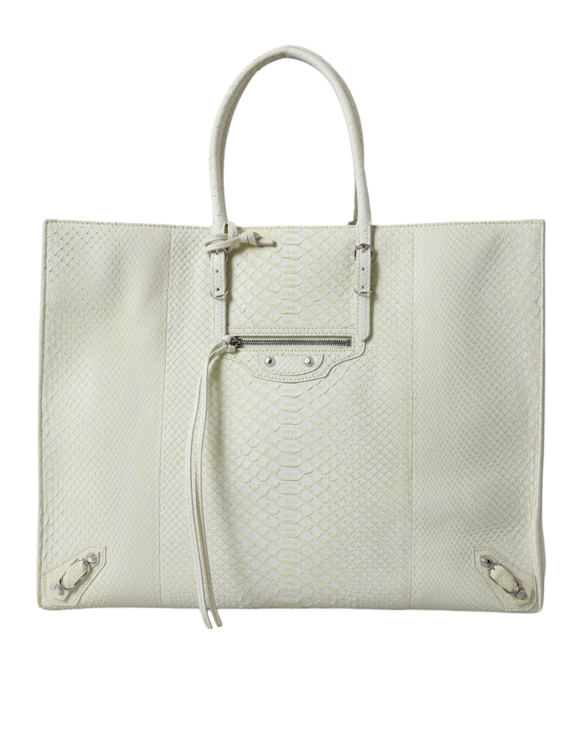 Tote Balenciaga Papier A4 blanc et jaune citron