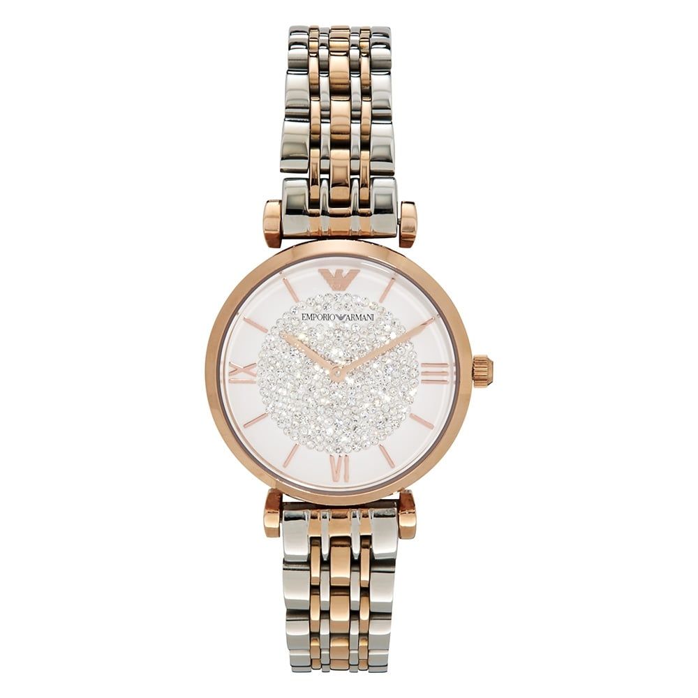 Montre quartz acier rose argentée