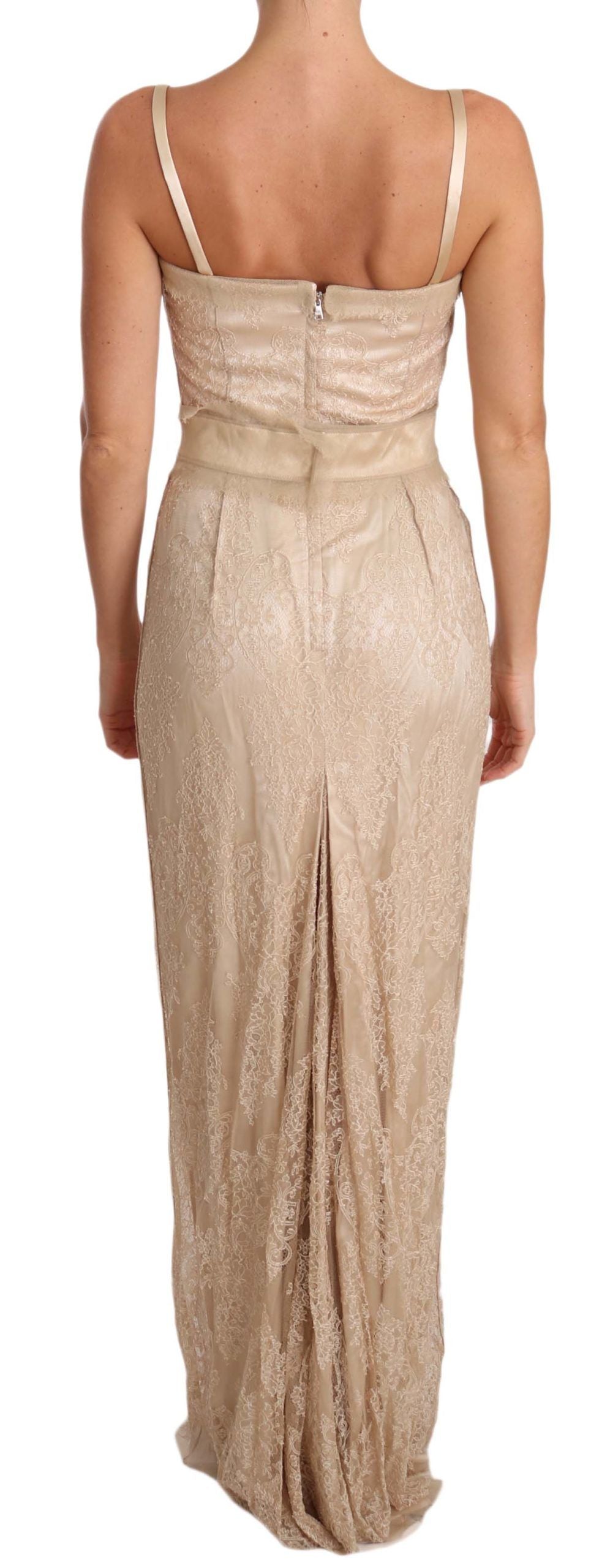 Robe Dolce & Gabbana Spaghetti Strap beige