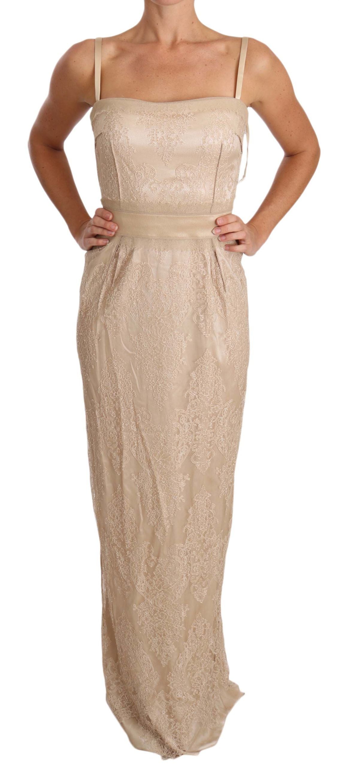 Robe Dolce & Gabbana Spaghetti Strap beige