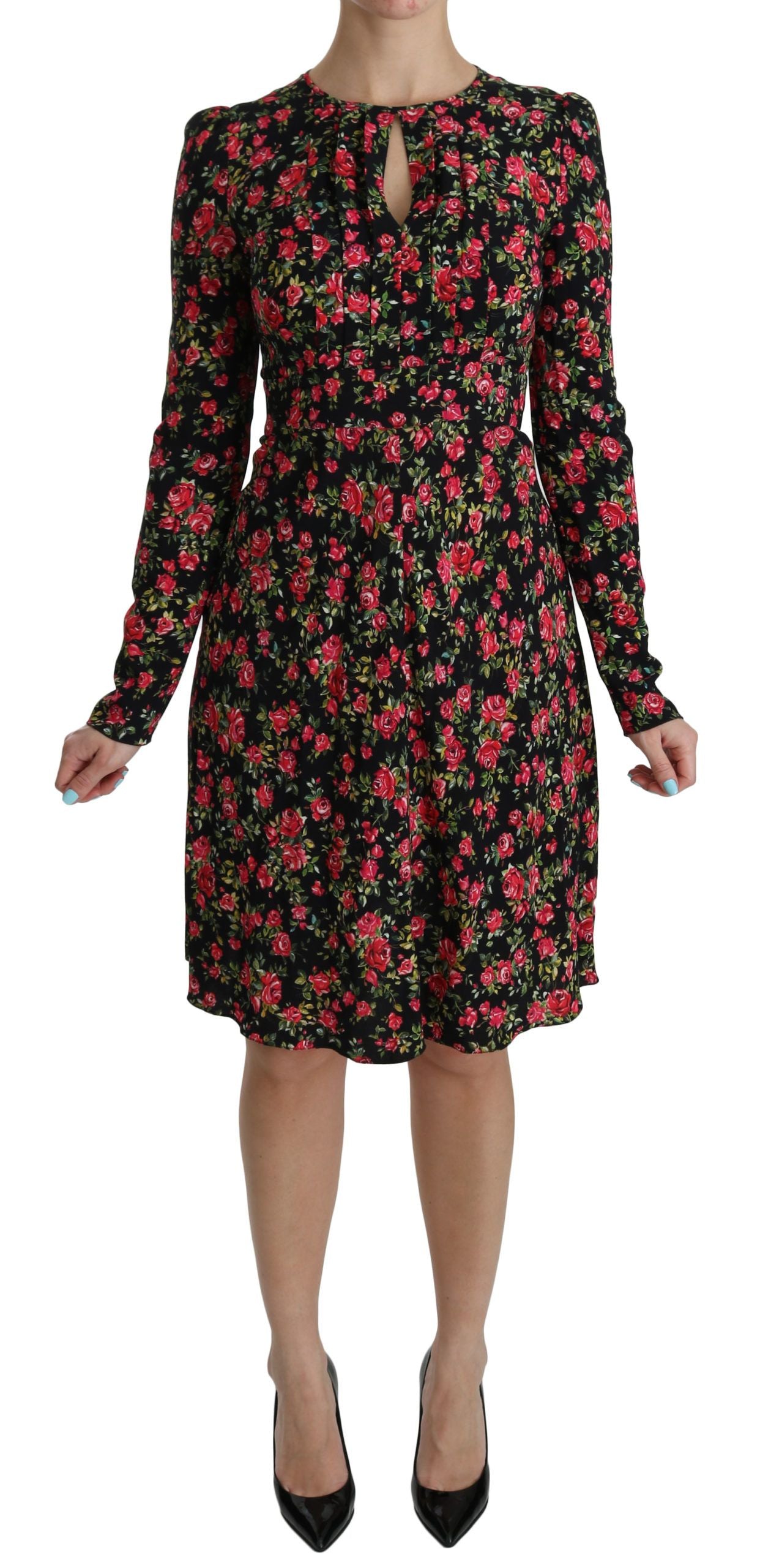 Robe Dolce & Gabbana A-Line fleurs noires