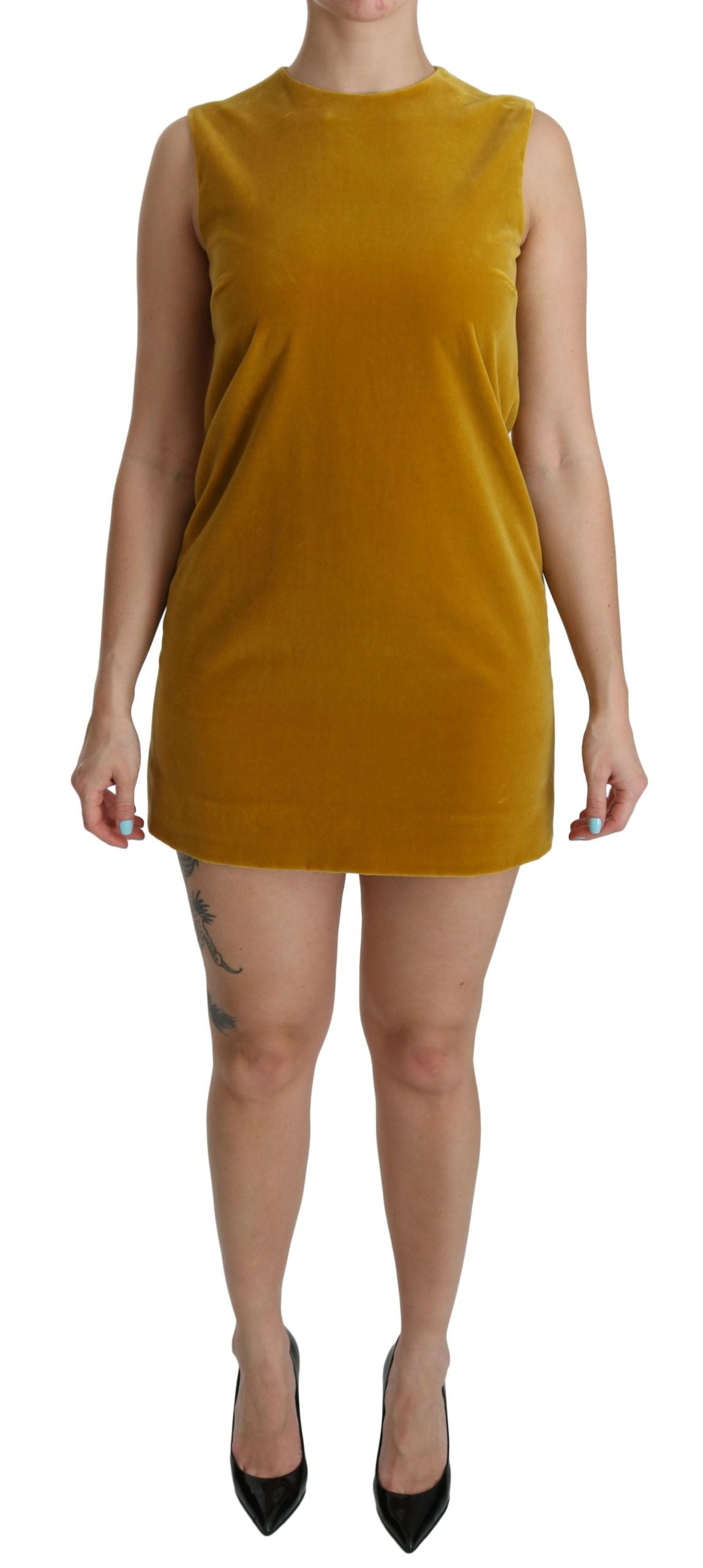 Robe Dolce & Gabbana Shift mini jaune velours