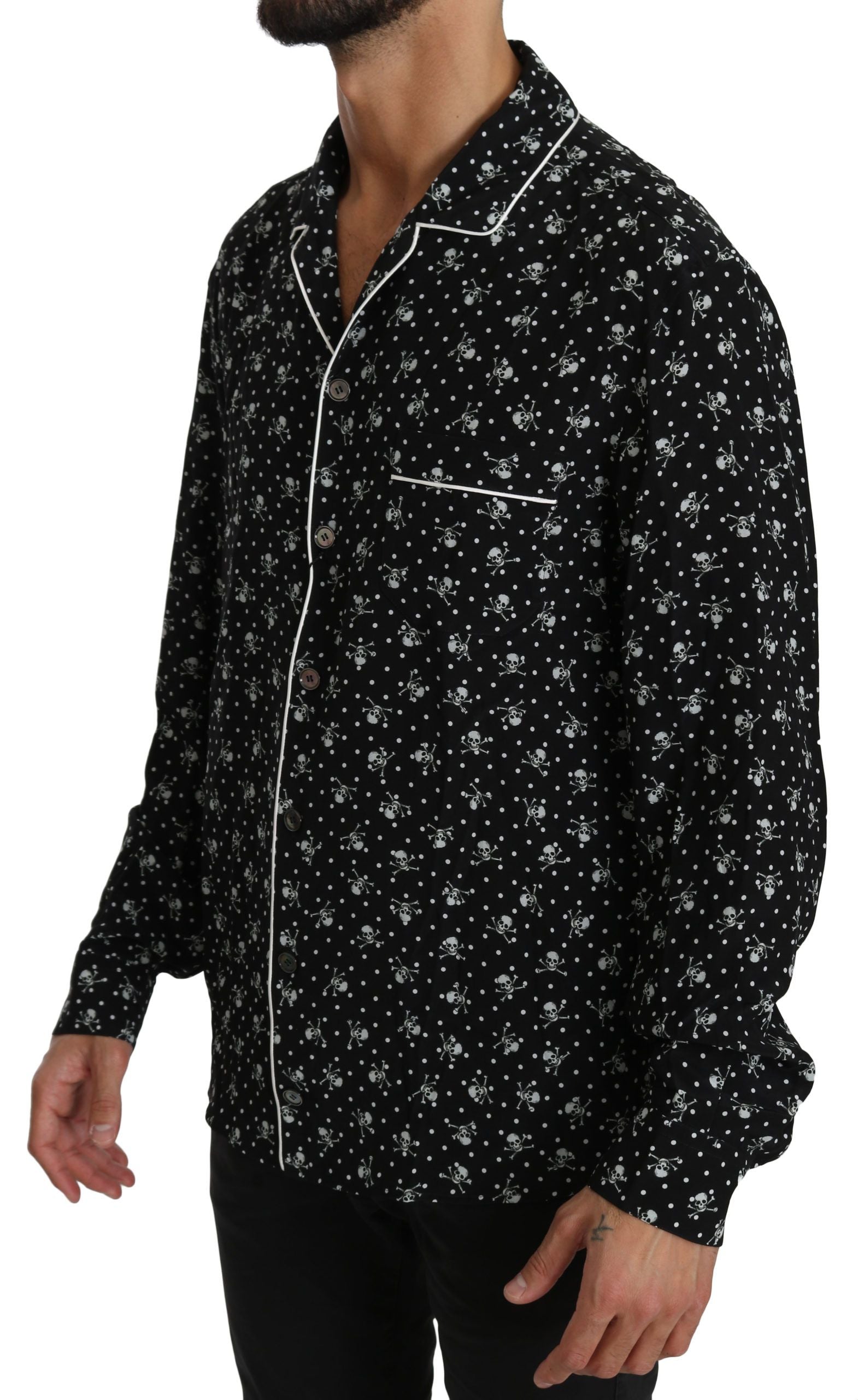 Chemise de nuit Dolce & Gabbana noire à motif skull