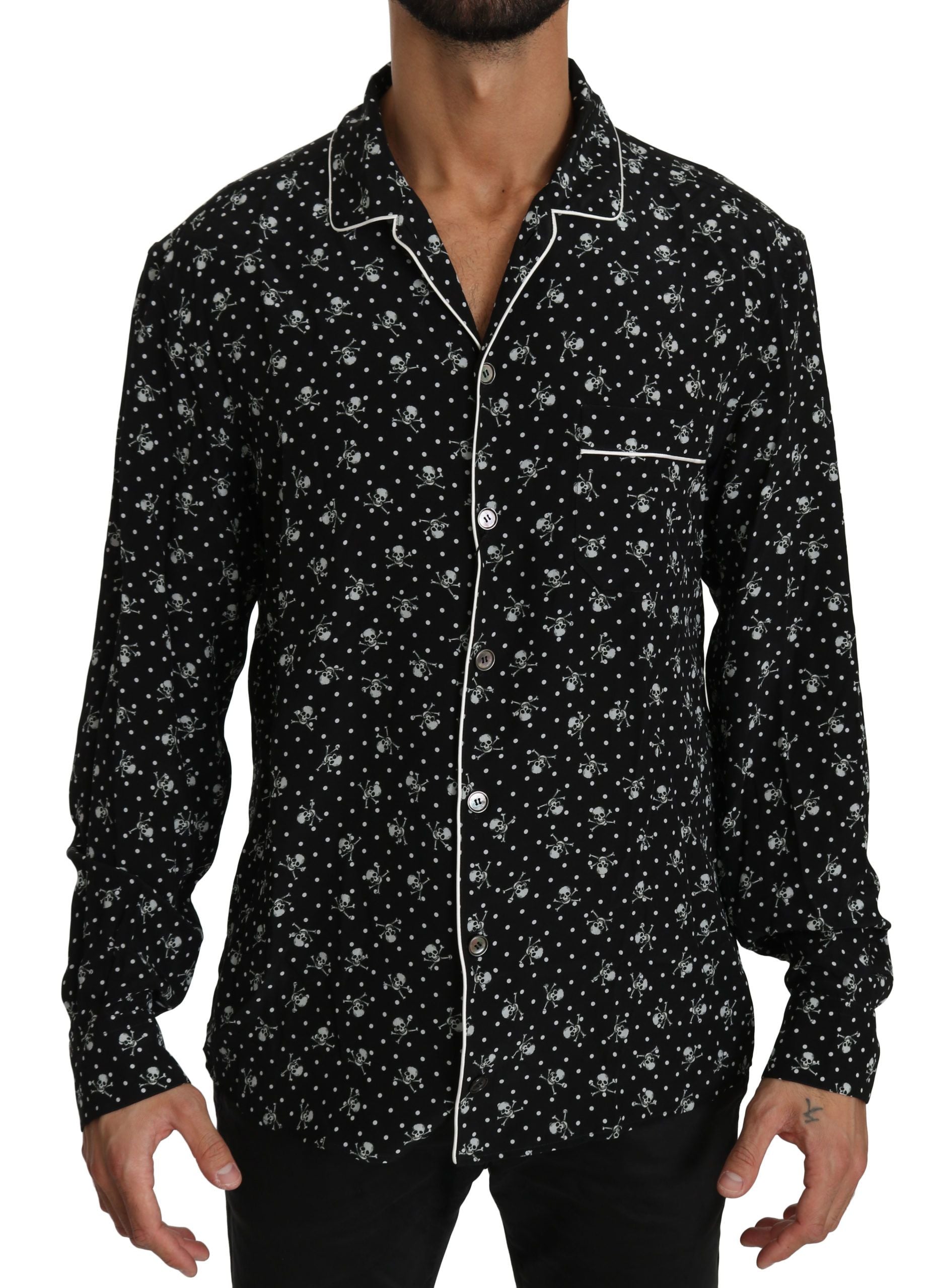 Chemise de nuit Dolce & Gabbana noire à motif skull