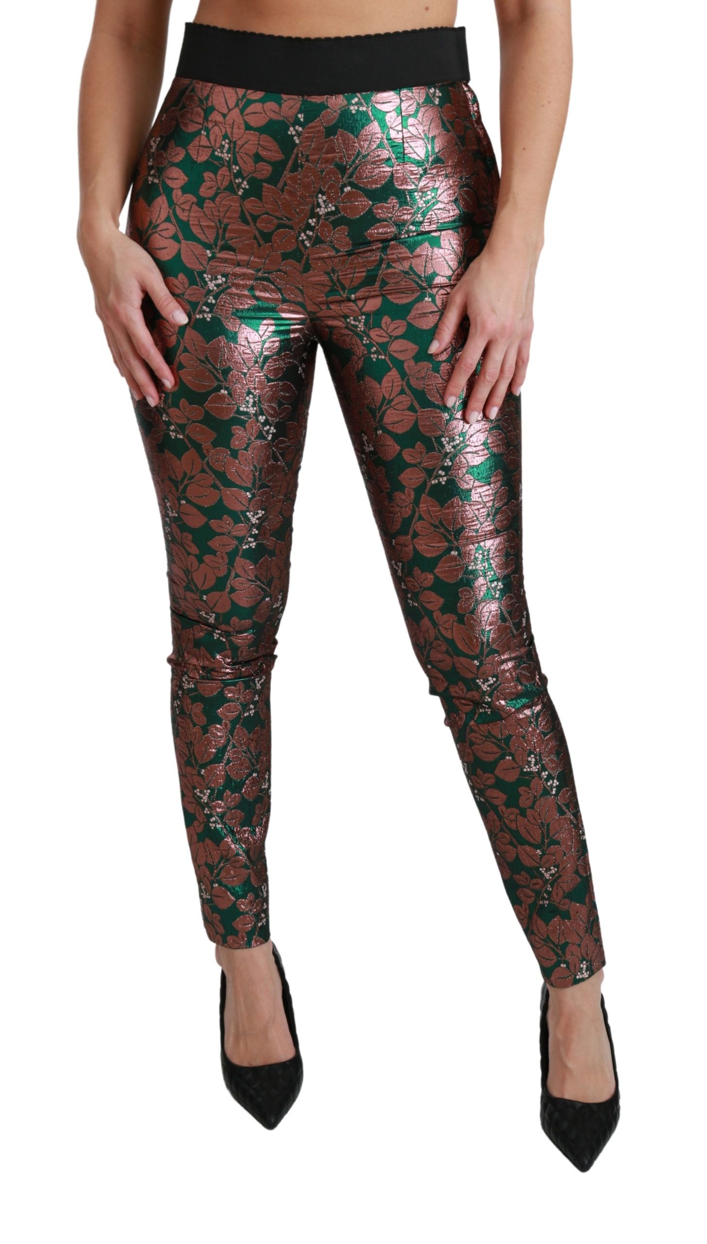 Pantalons Dolce & Gabbana feuilles vertes bronze