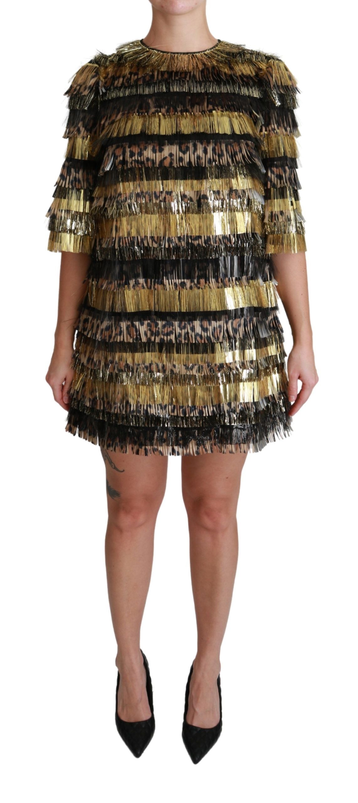 Robe Dolce & Gabbana Sheath mini noir or léopard