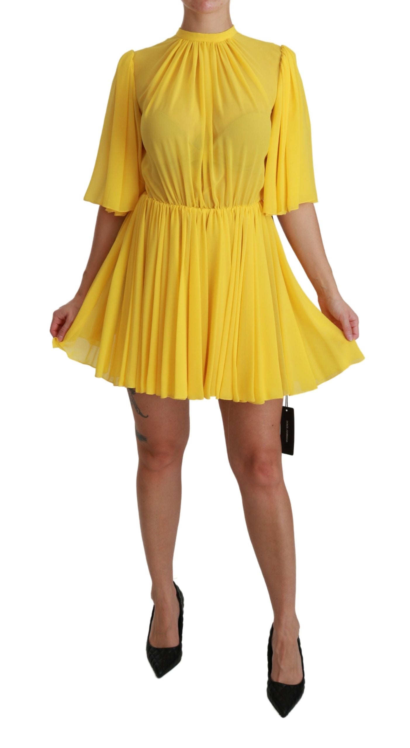 Robe Dolce & Gabbana Pleated A-line jaune
