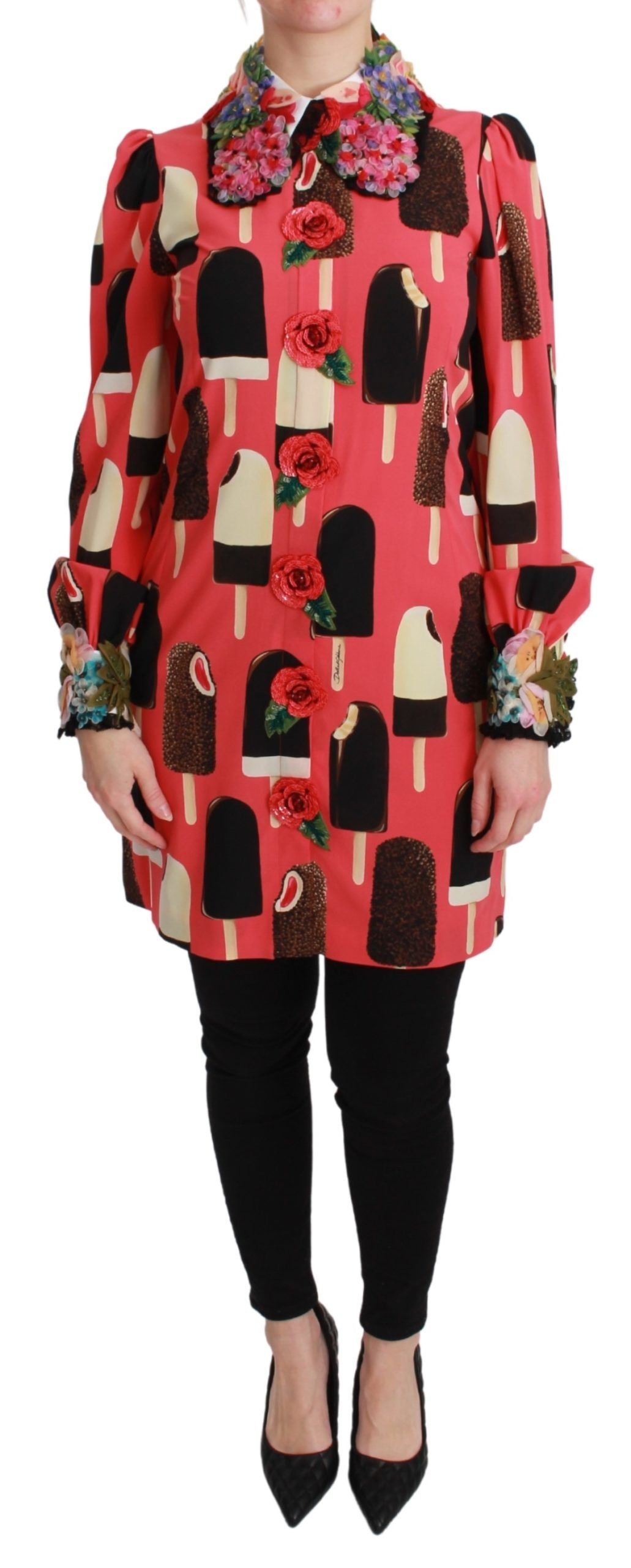 Robe Dolce & Gabbana à manches longues rose multicolore