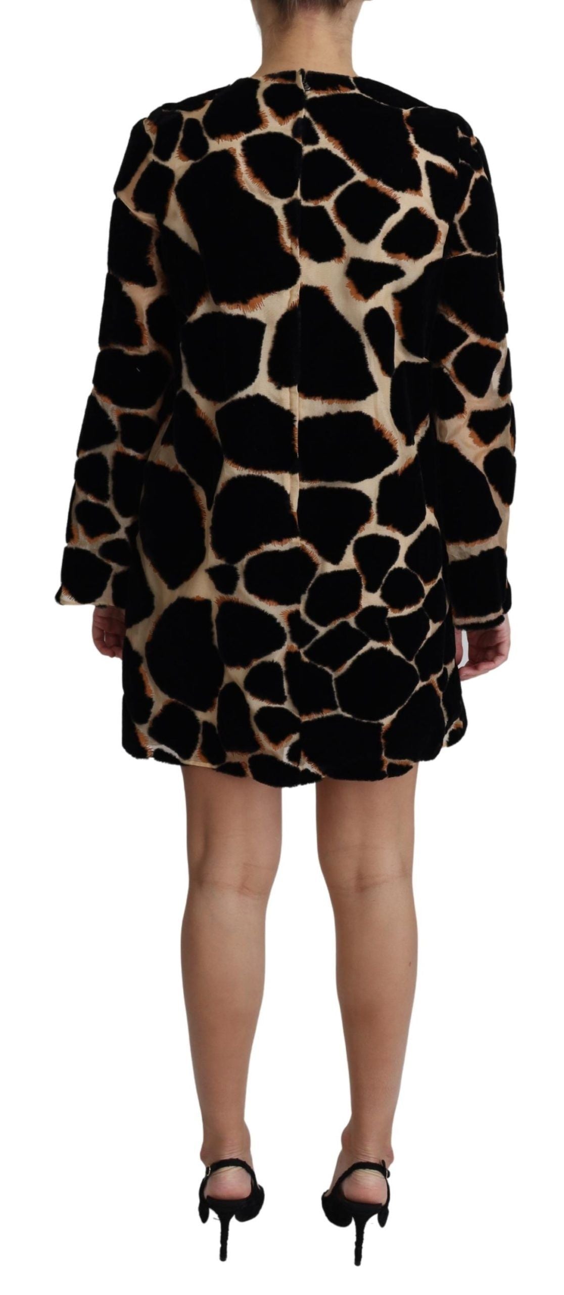 Robe mini Dolce & Gabbana giraffe noire et marron