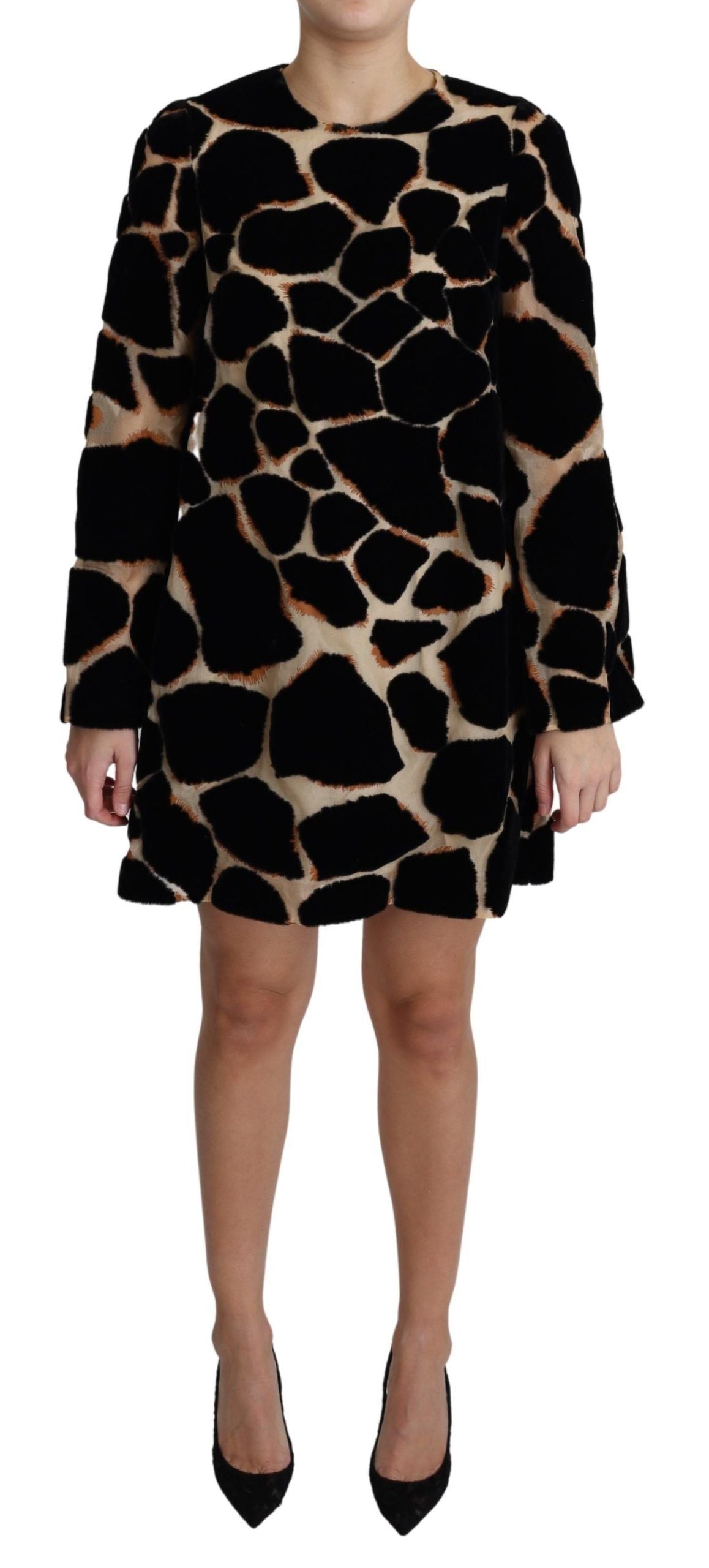 Robe mini Dolce & Gabbana giraffe noire et marron