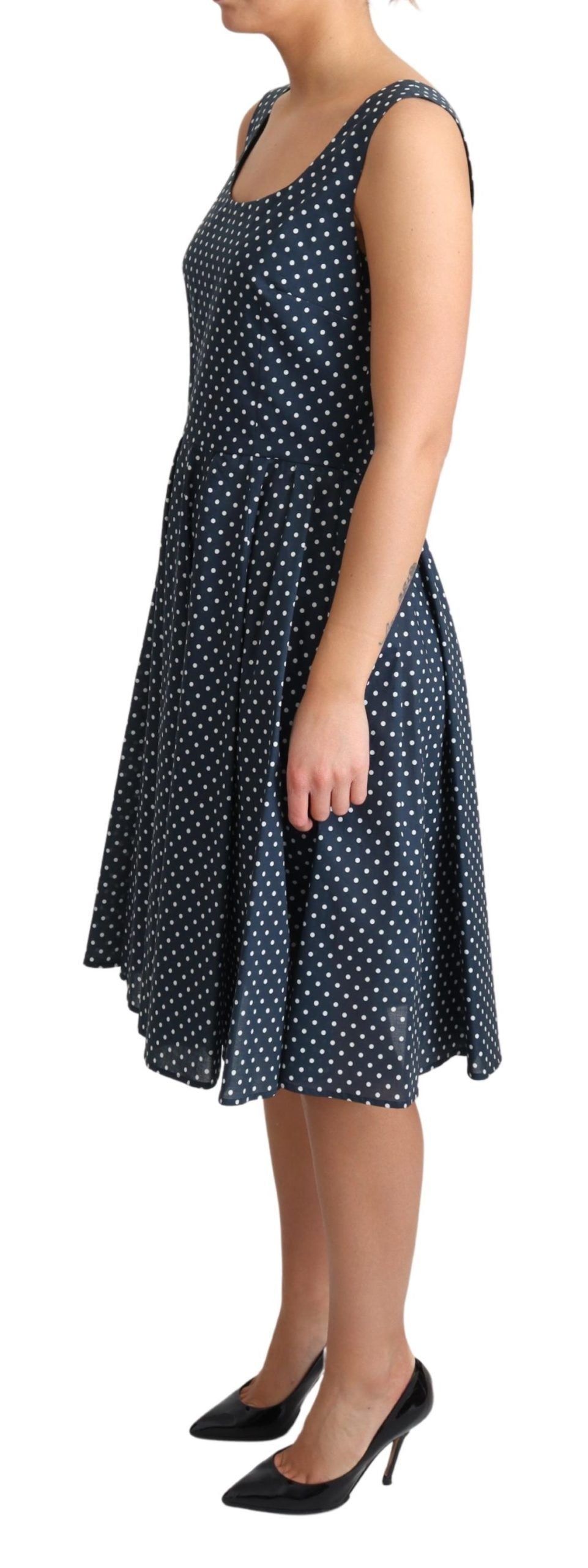 Robe DOLCE & GABBANA A-line bleu marine à pois blancs