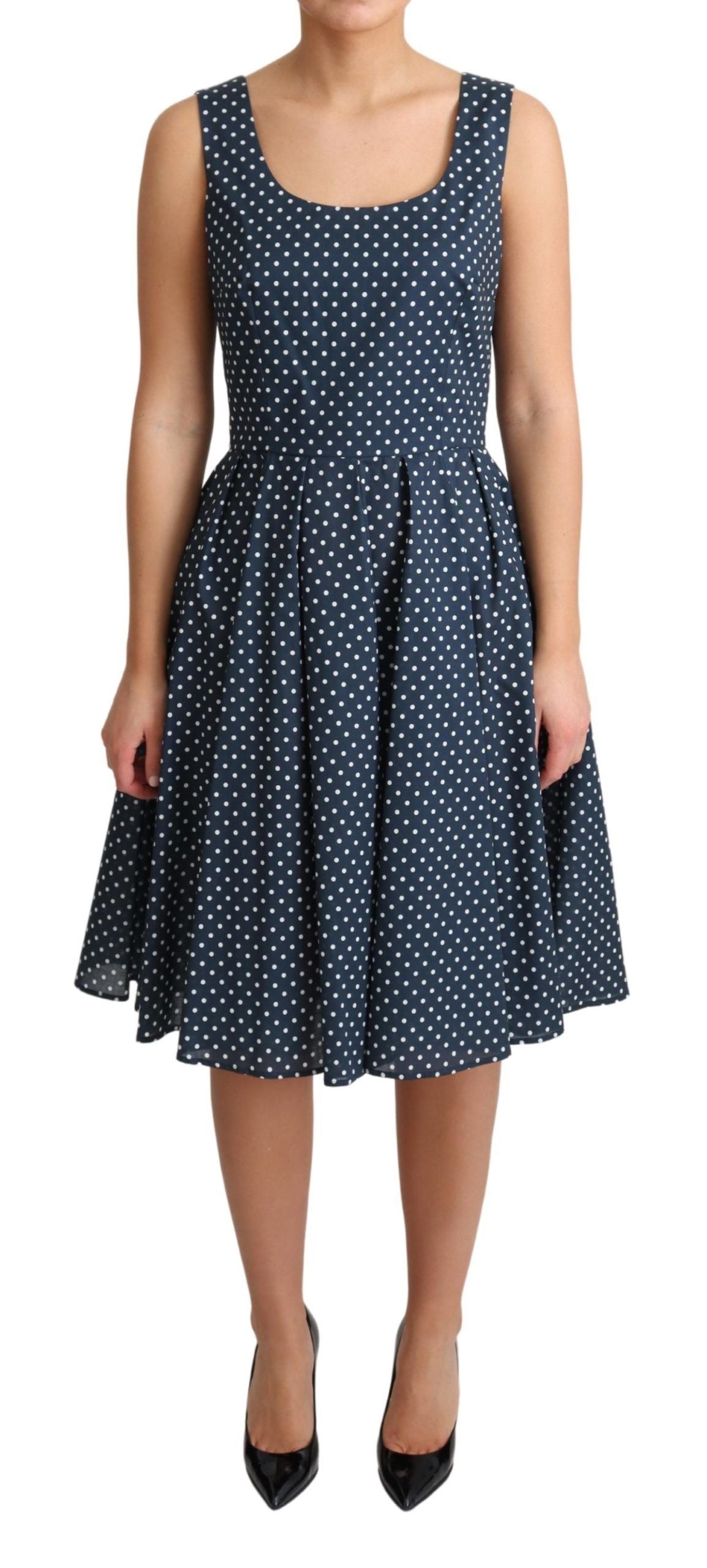 Robe DOLCE & GABBANA A-line bleu marine à pois blancs