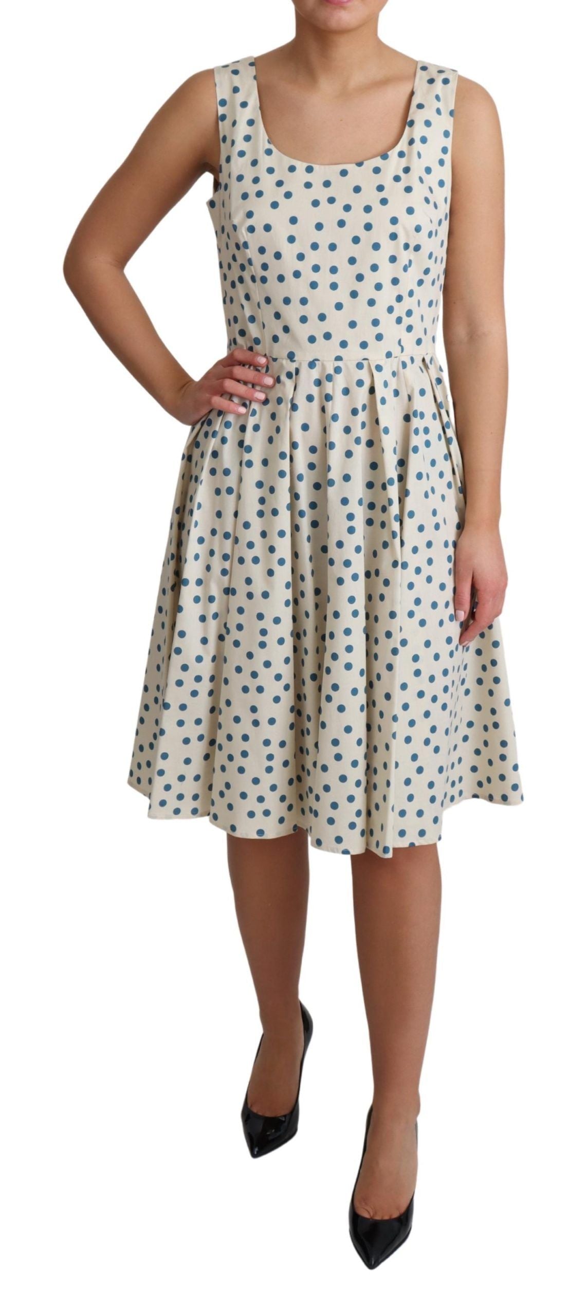 Robe Dolce & Gabbana A-Line beige à pois
