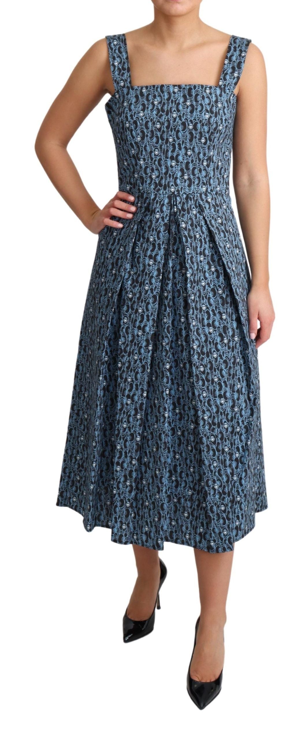 Robe Dolce & Gabbana A-line imprimé cœur bleue