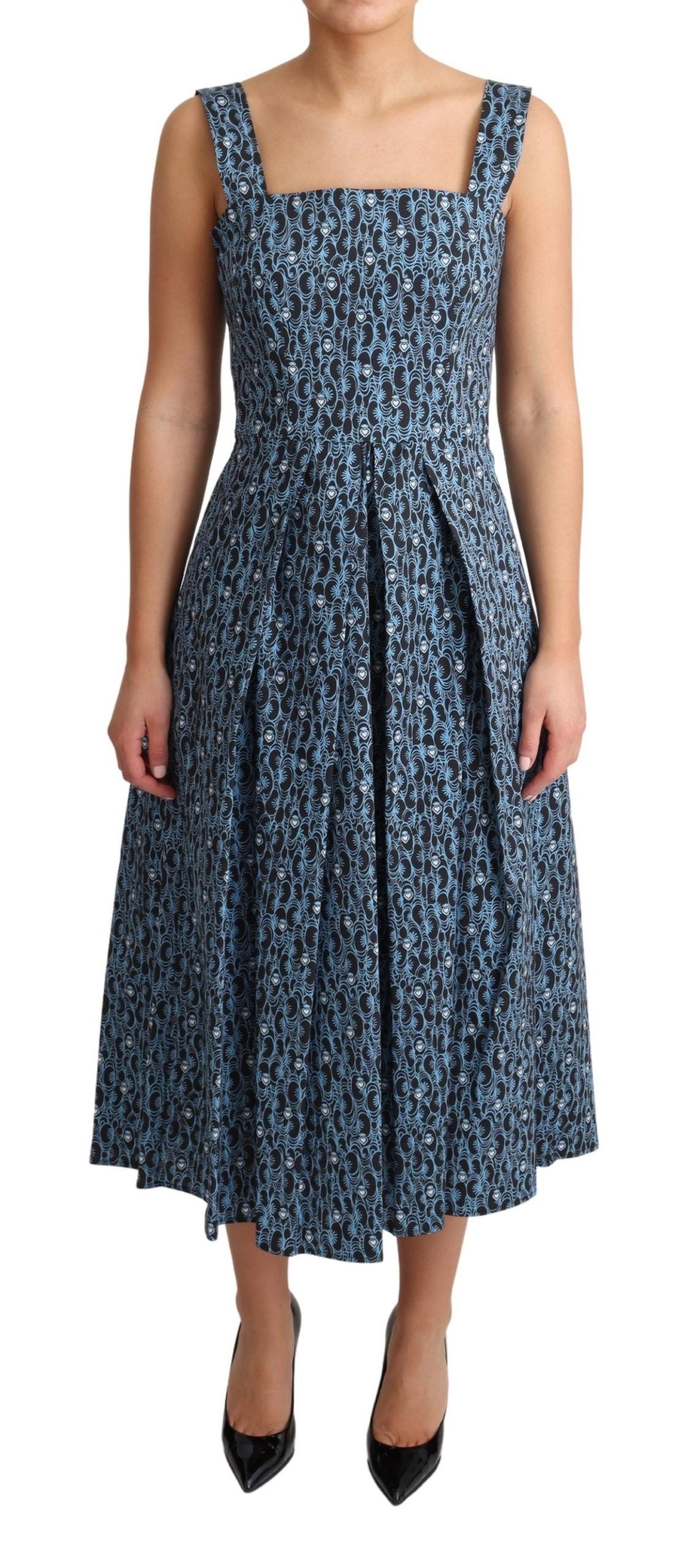 Robe Dolce & Gabbana A-line imprimé cœur bleue