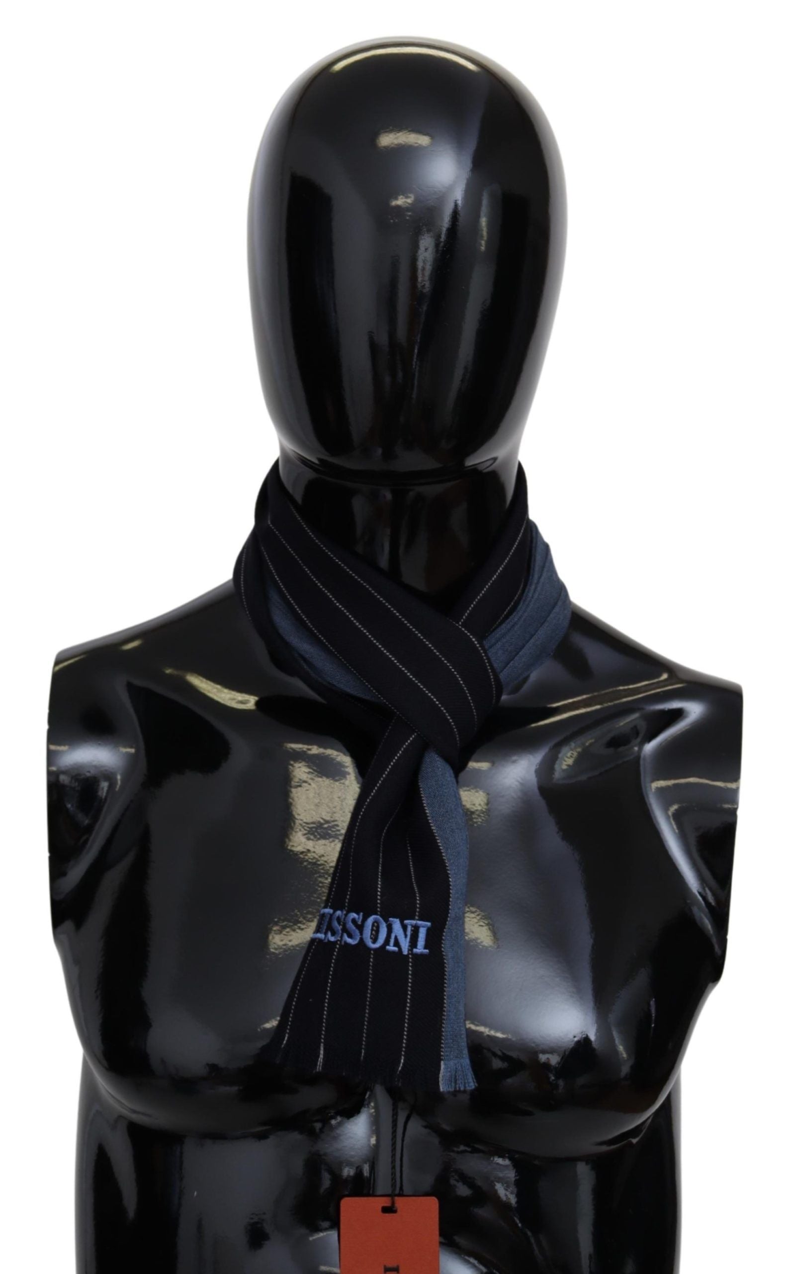Écharpe Missoni rayée noire bleue