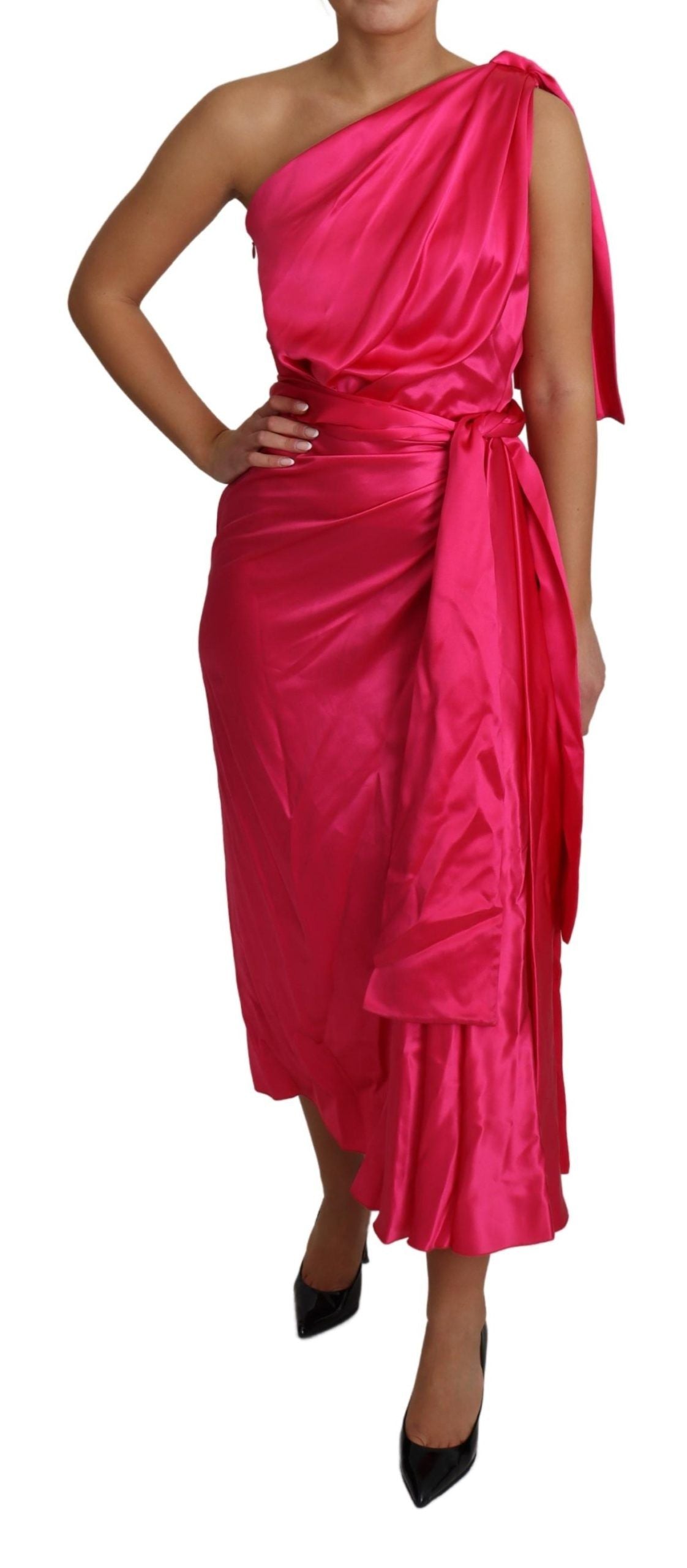 Robe DOLCE & GABBANA One Shoulder fuchsia