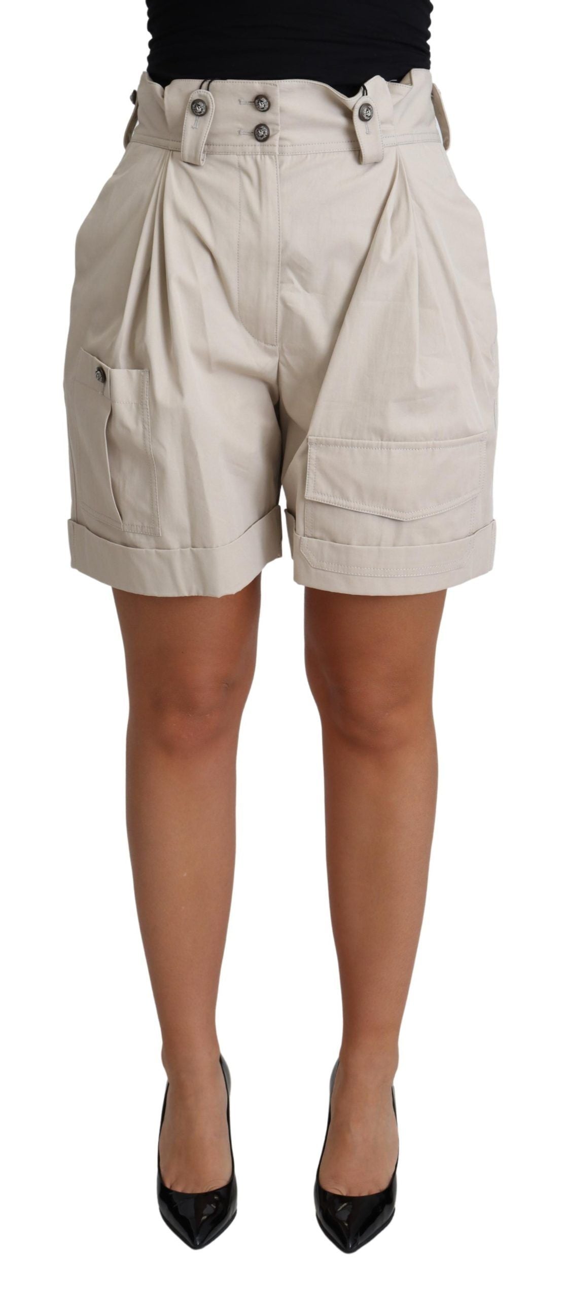 Short Dolce & Gabbana haut à taille plissée beige