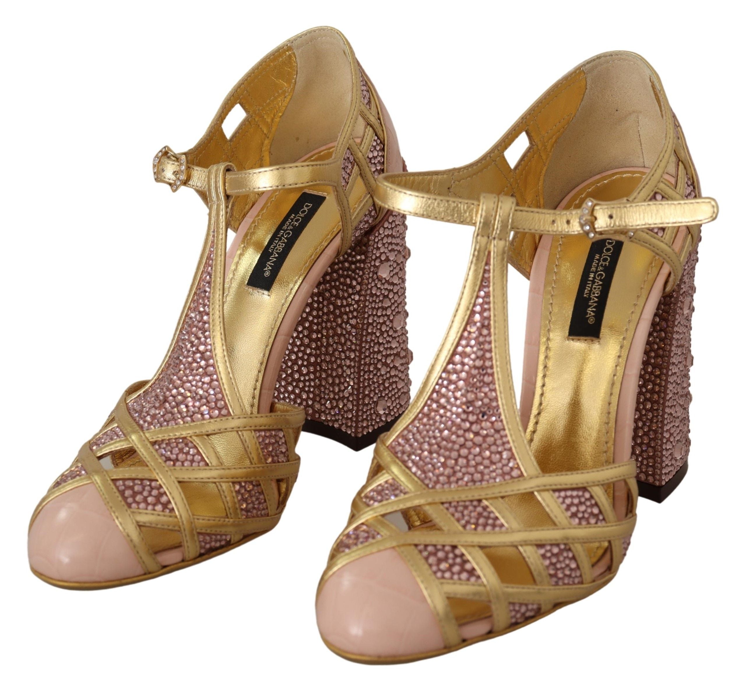 Escarpins Dolce & Gabbana T-strap rose doré
