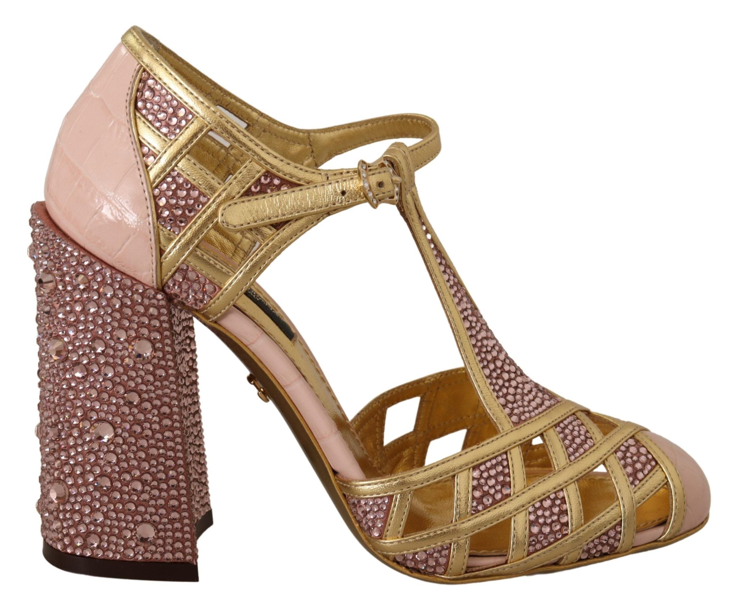 Escarpins Dolce & Gabbana T-strap rose doré