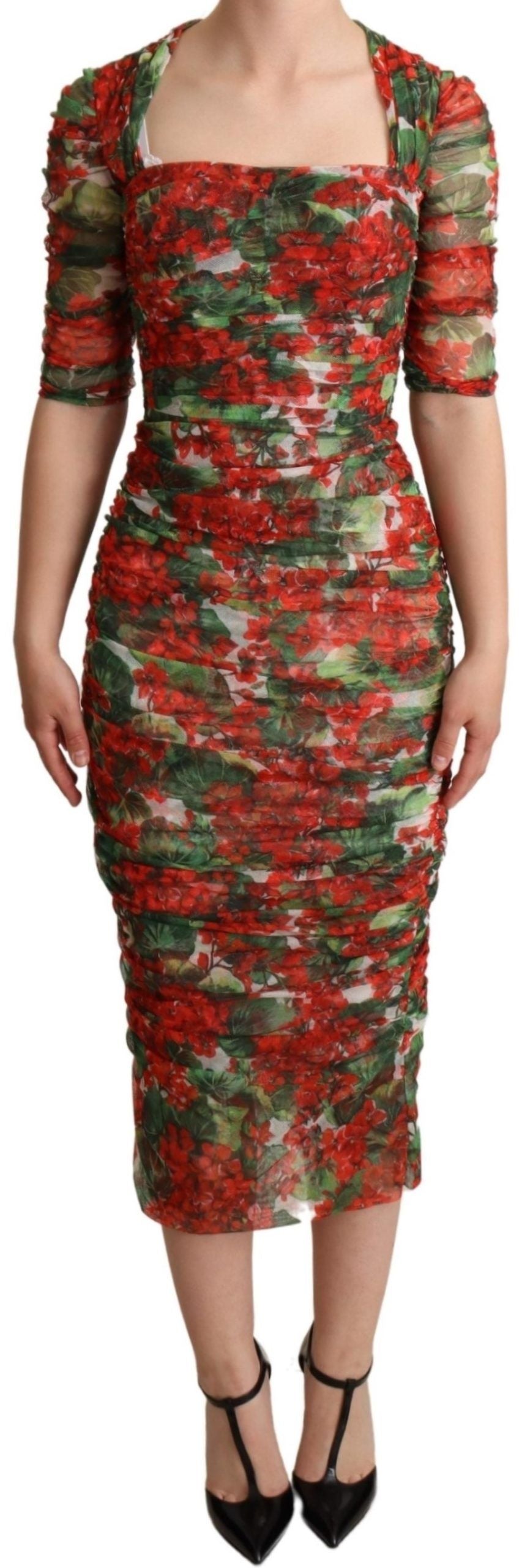 Robe midi Dolce & Gabbana rouge floral