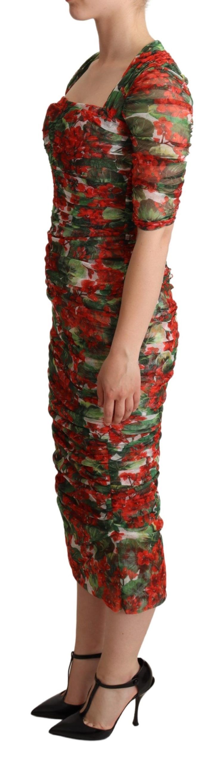 Robe midi Dolce & Gabbana rouge floral