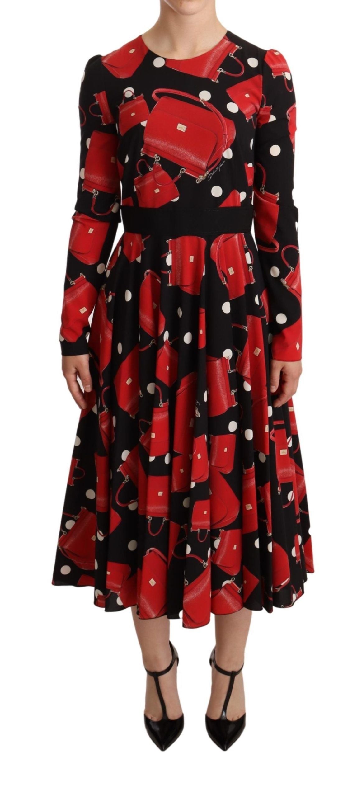 Robe midi Dolce & Gabbana imprimé sac Sicile noire et rouge