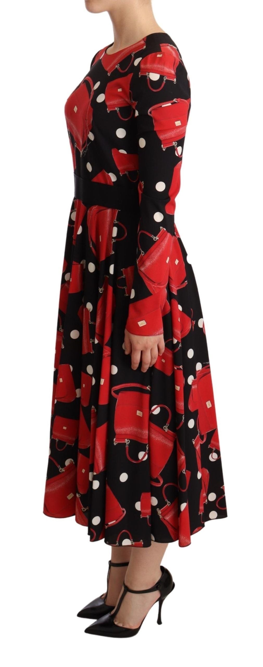 Robe midi Dolce & Gabbana imprimé sac Sicile noire et rouge
