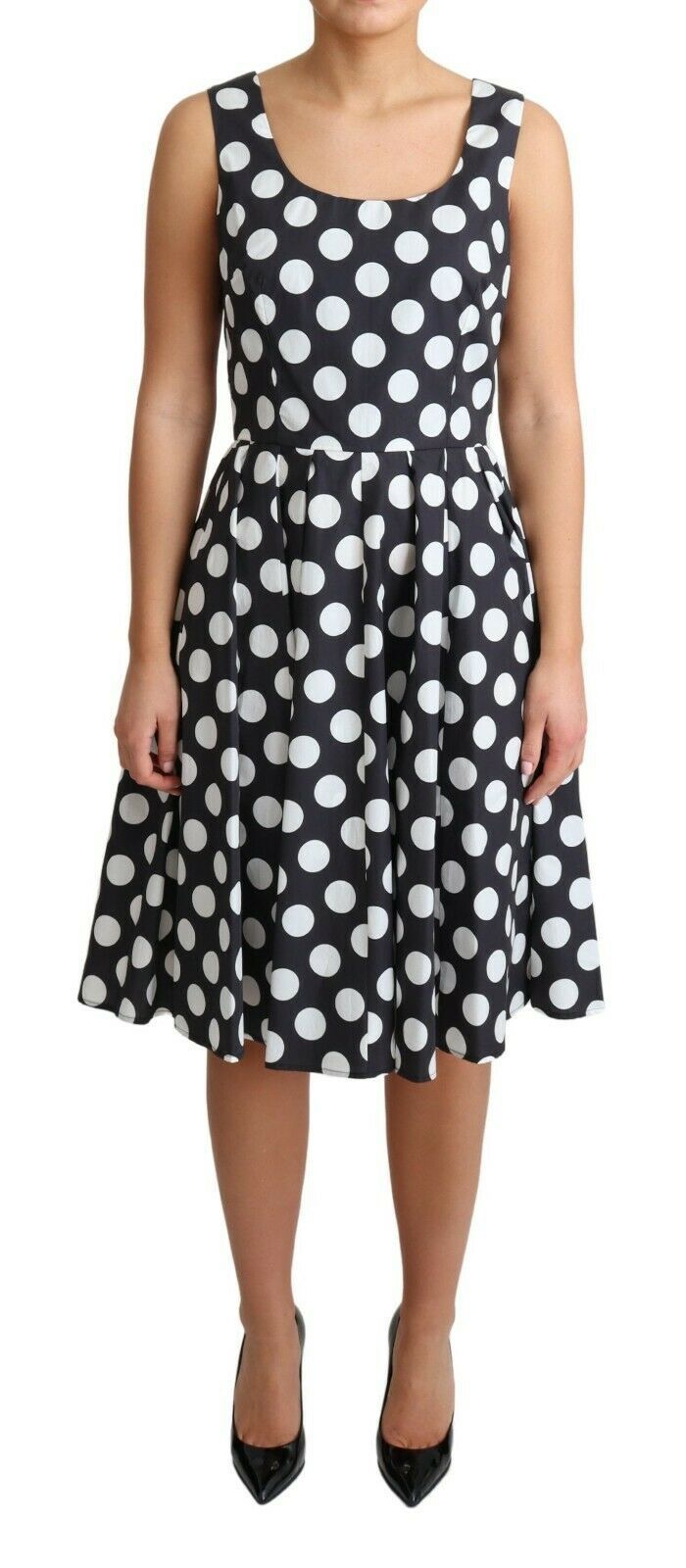 Robe Dolce & Gabbana A-line noire avec pois blancs