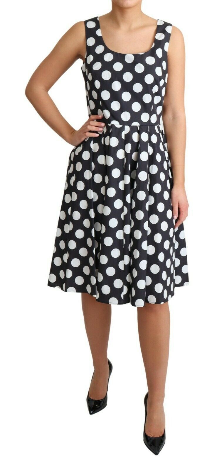 Robe Dolce & Gabbana A-line noire avec pois blancs