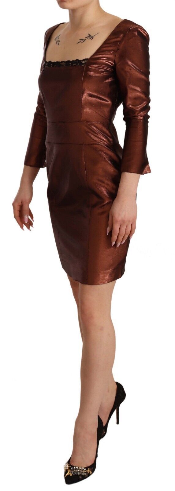 Robe GF Ferre mini métallisée brune