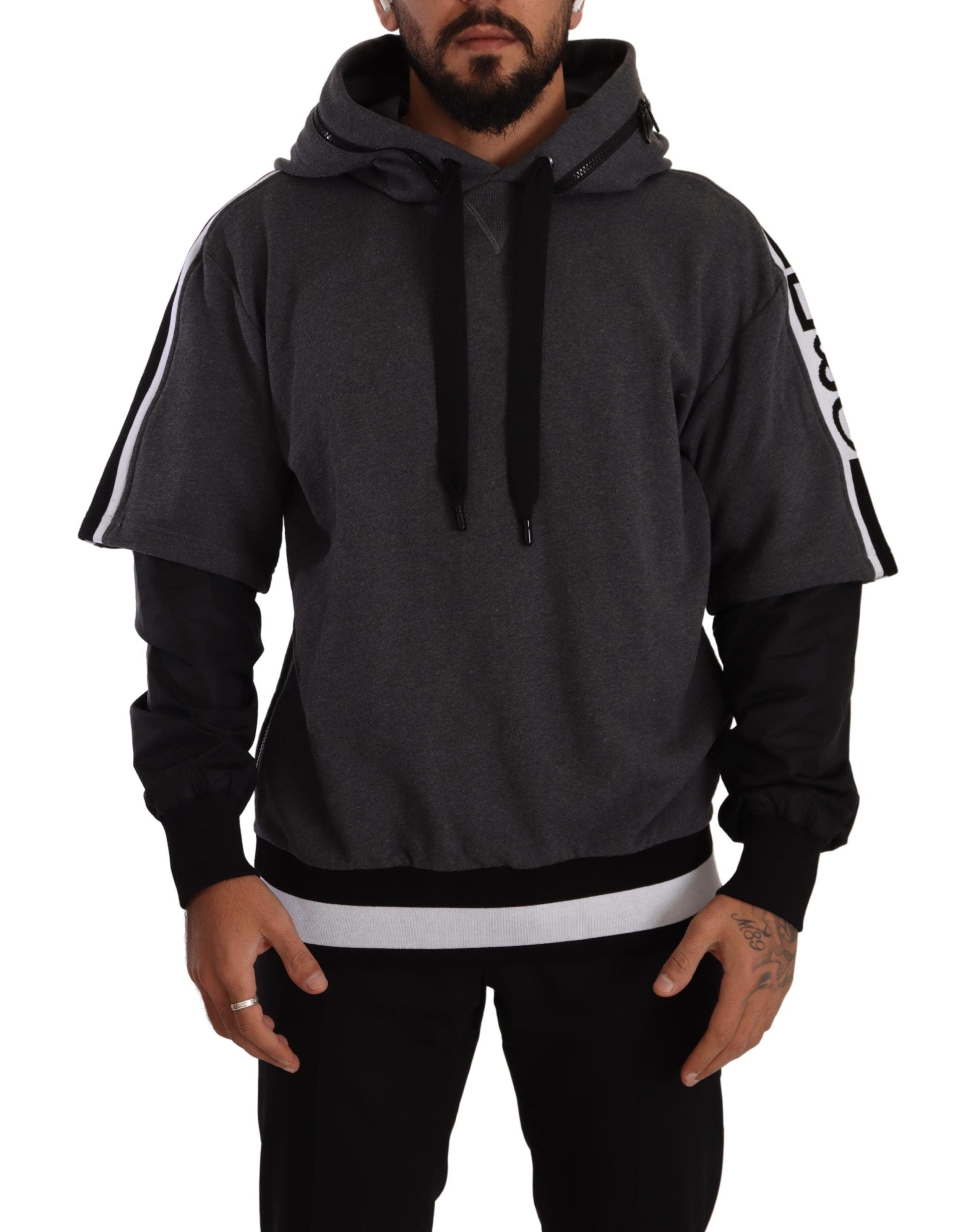 Sweat à capuche Dolce & Gabbana #DGMILLENNIALS gris et noir