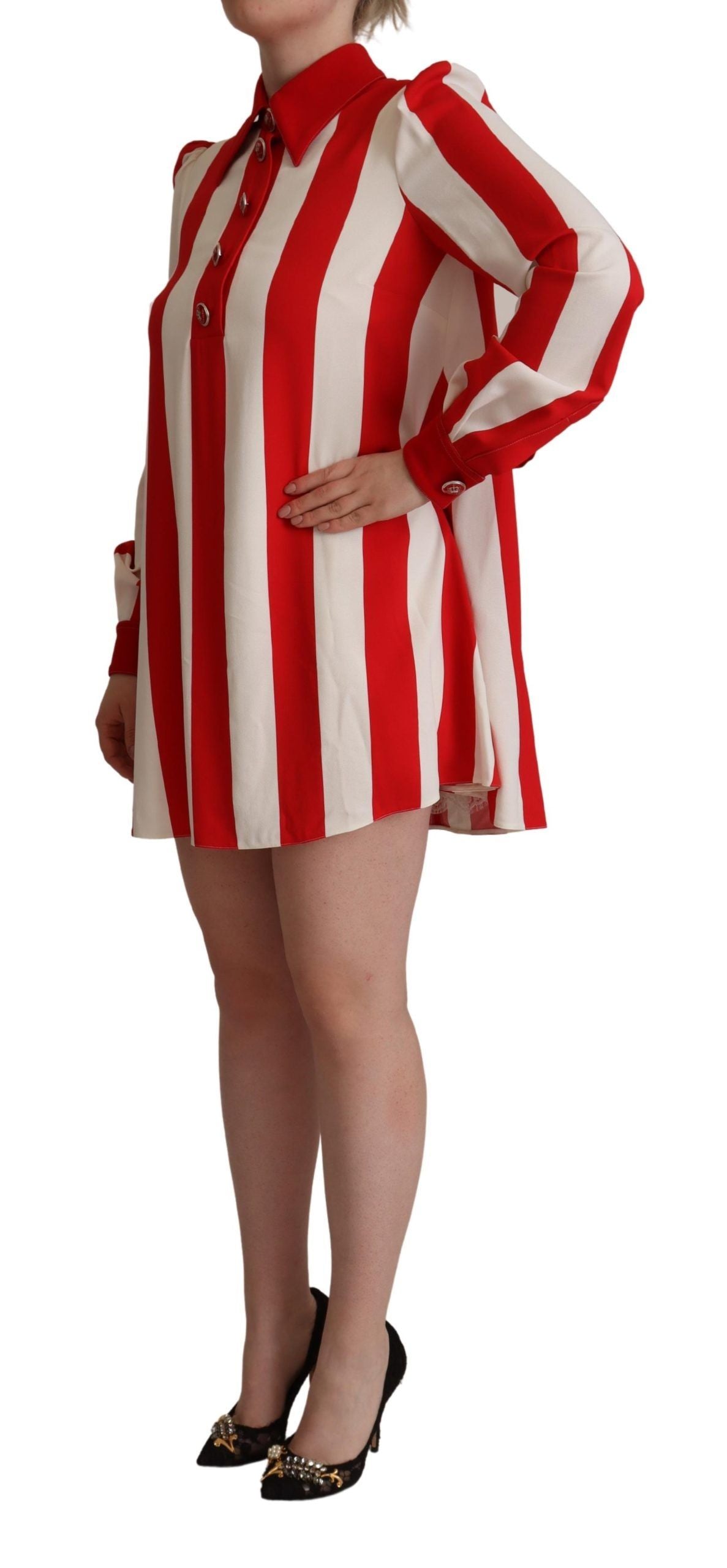 Robe DOLCE & GABBANA Shirt mini blanche et rouge