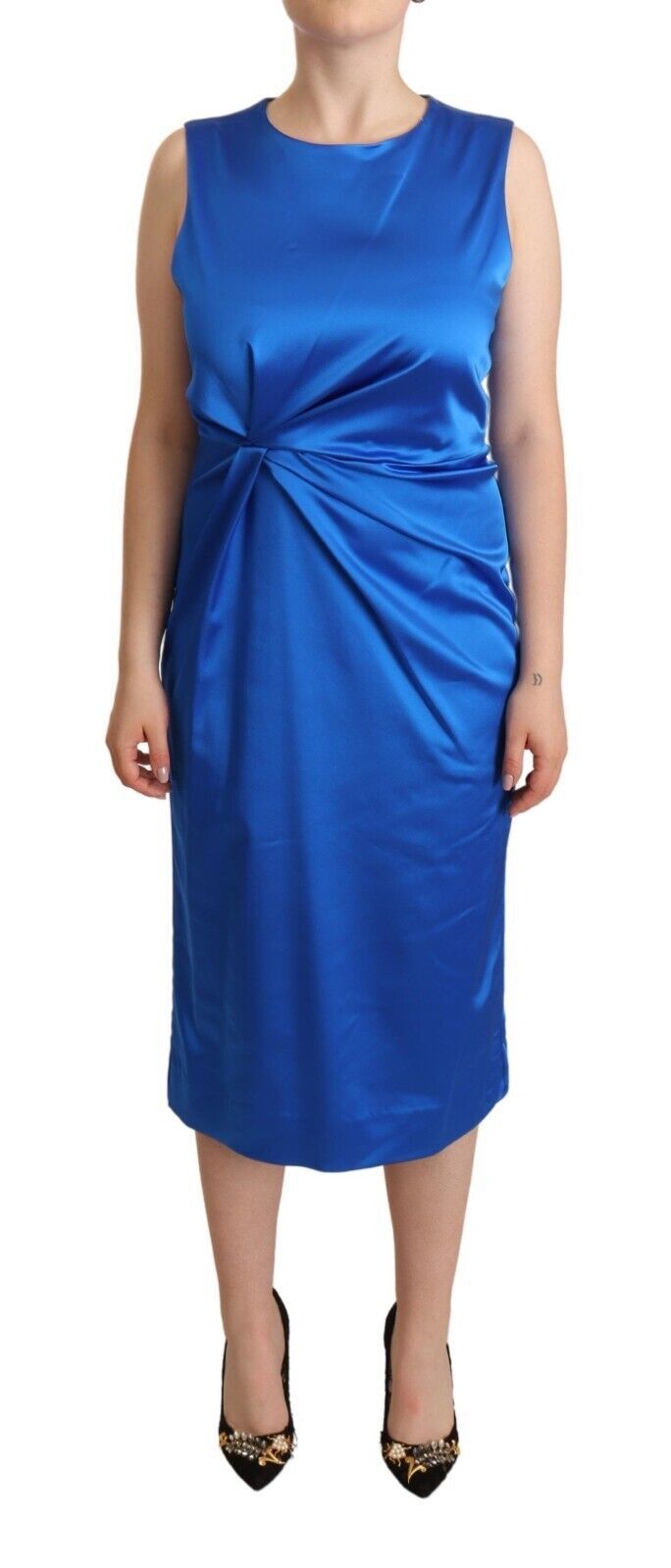 Robe PAROSH midi plissée bleue