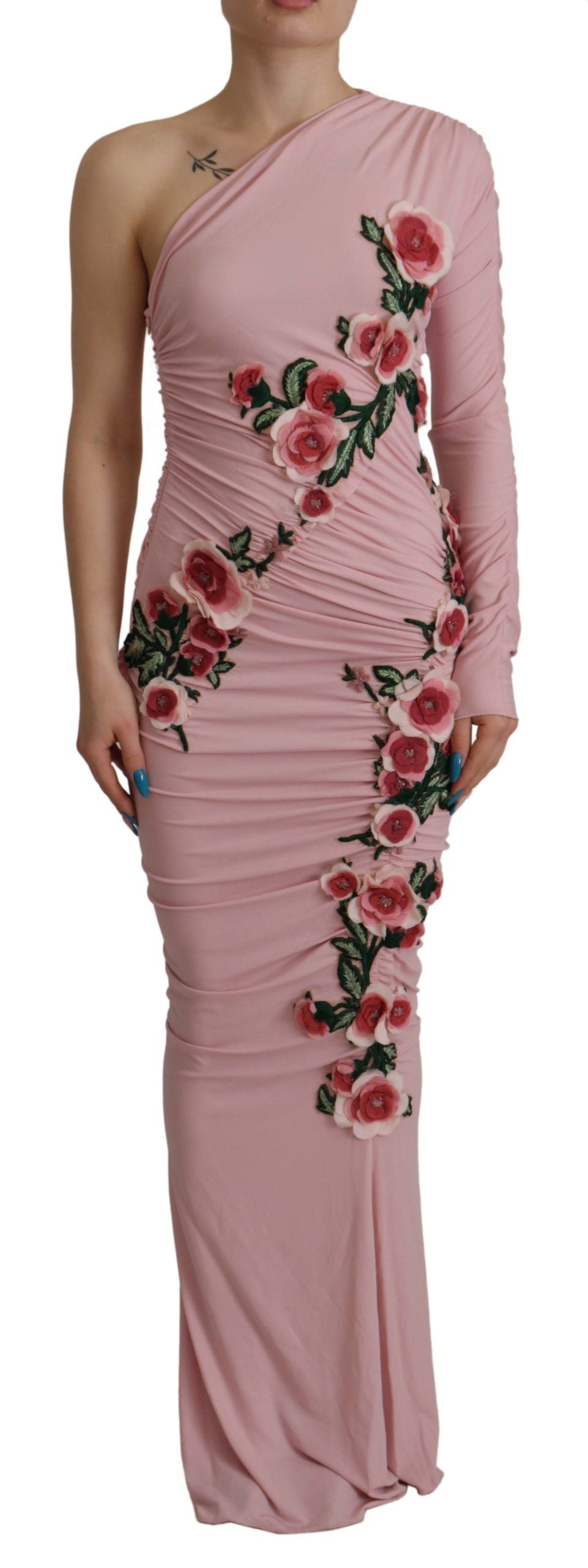 Robe Dolce & Gabbana une épaule rose