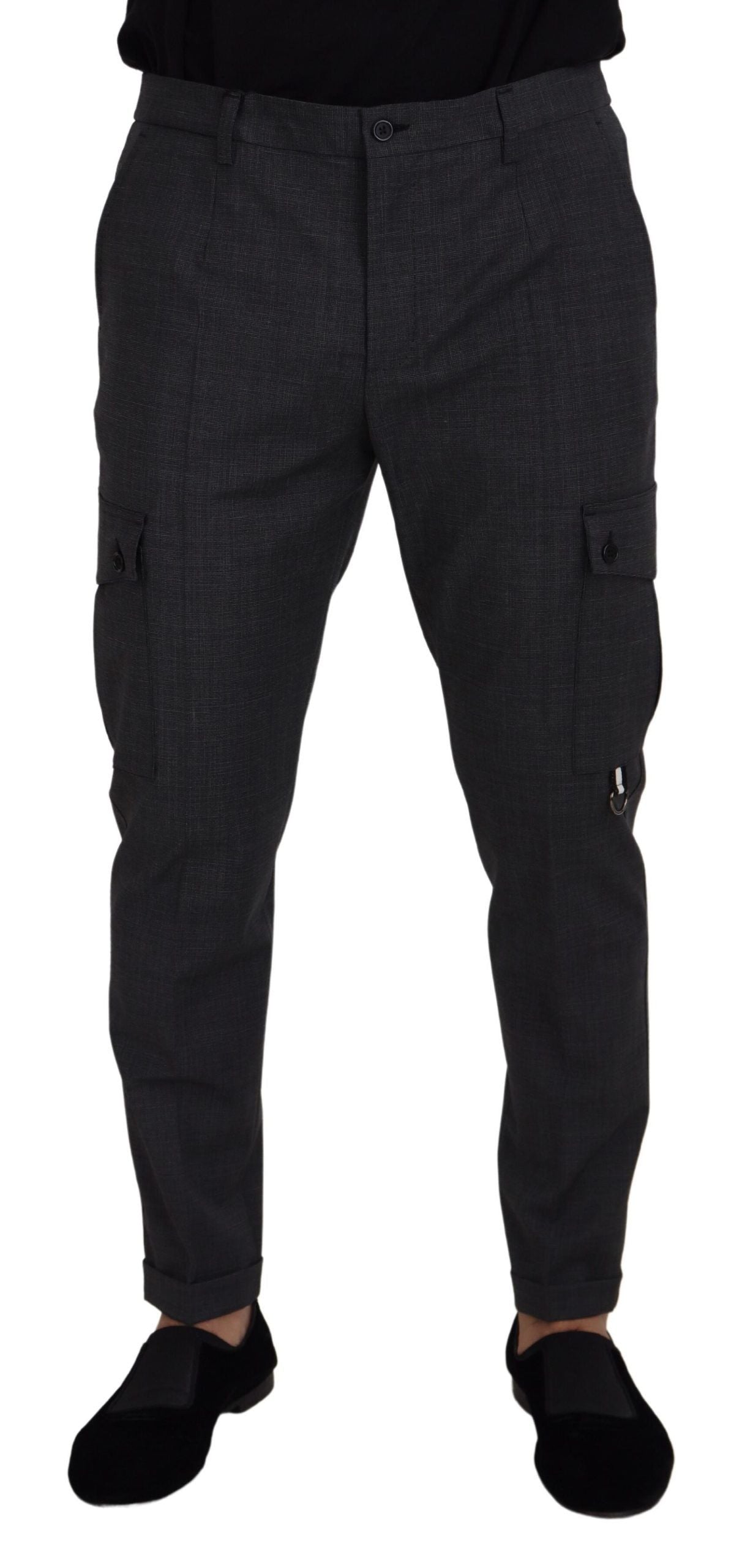 Pantalon Dolce & Gabbana cargo gris à carreaux