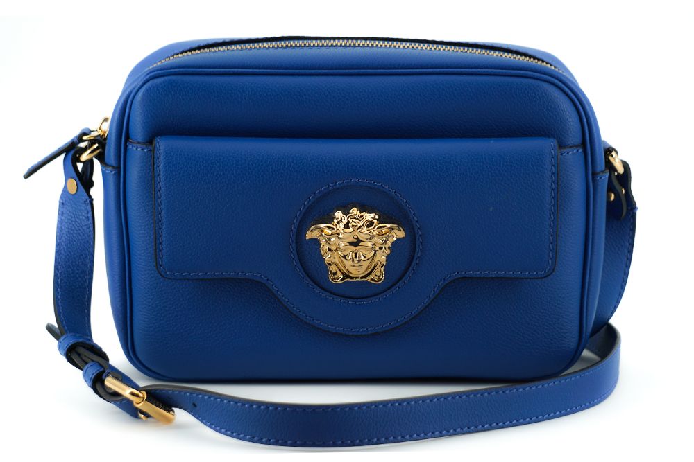 Sac camera Versace bleu profond