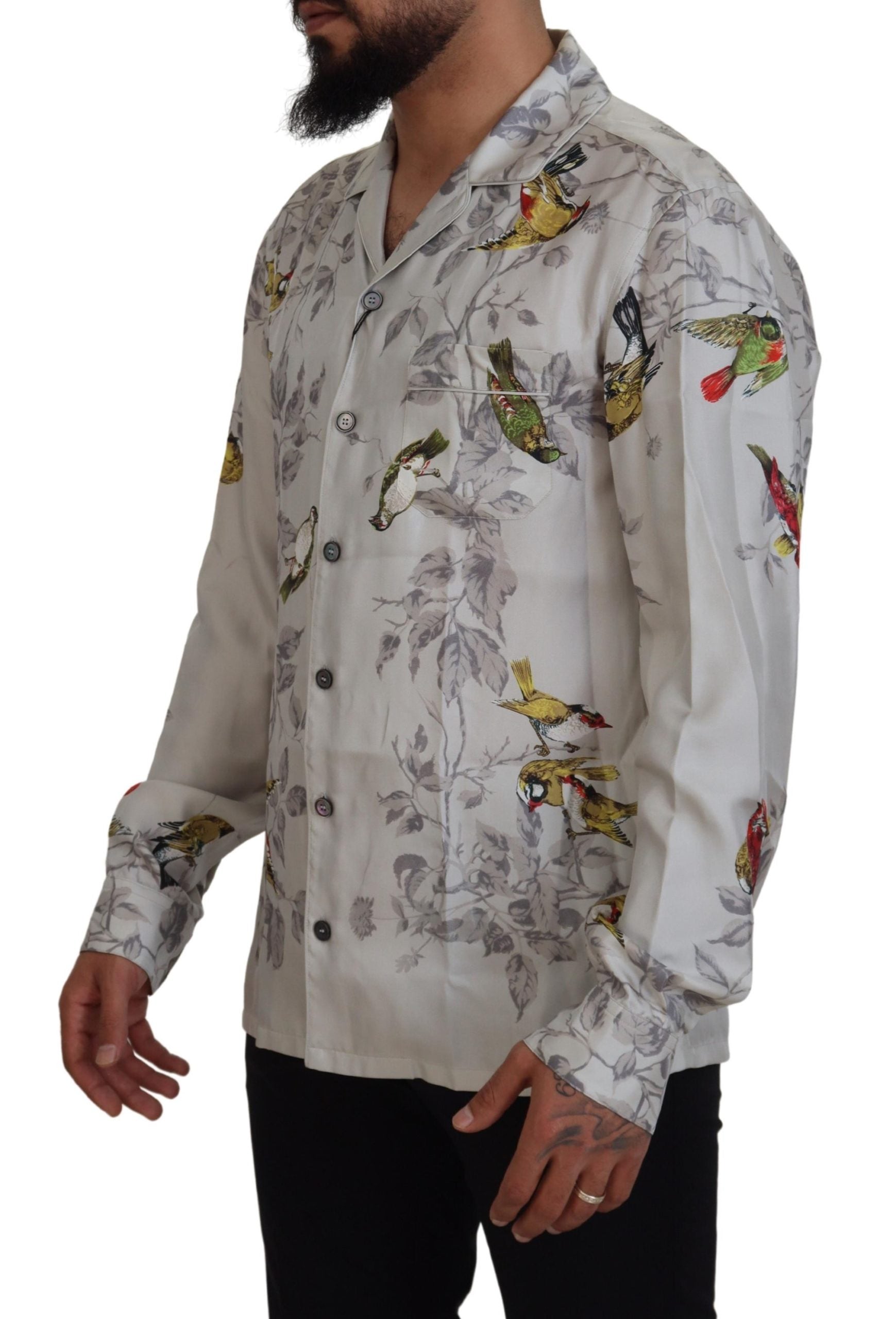 Chemise Dolce & Gabbana imprimé oiseau blanche