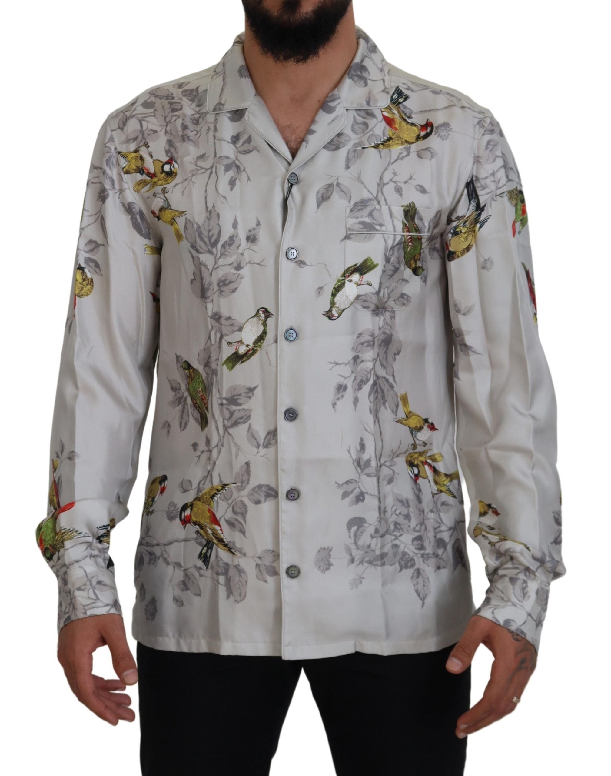 Chemise Dolce & Gabbana imprimé oiseau blanche
