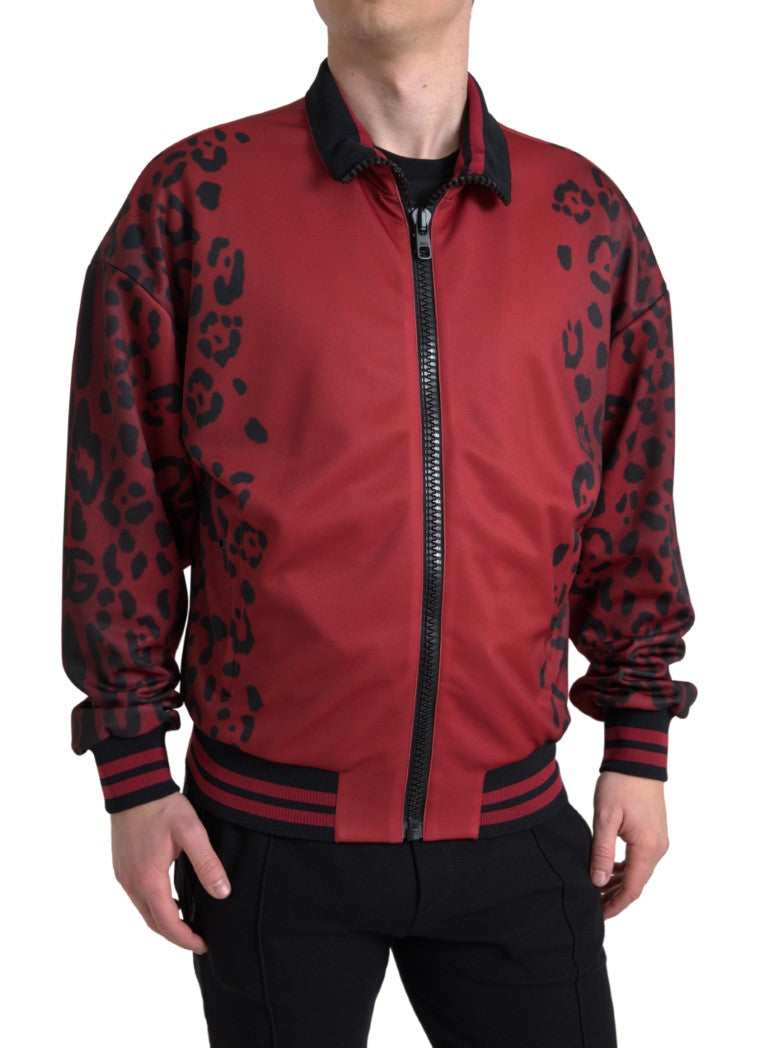 Veste Dolce & Gabbana bomber rouge léopard