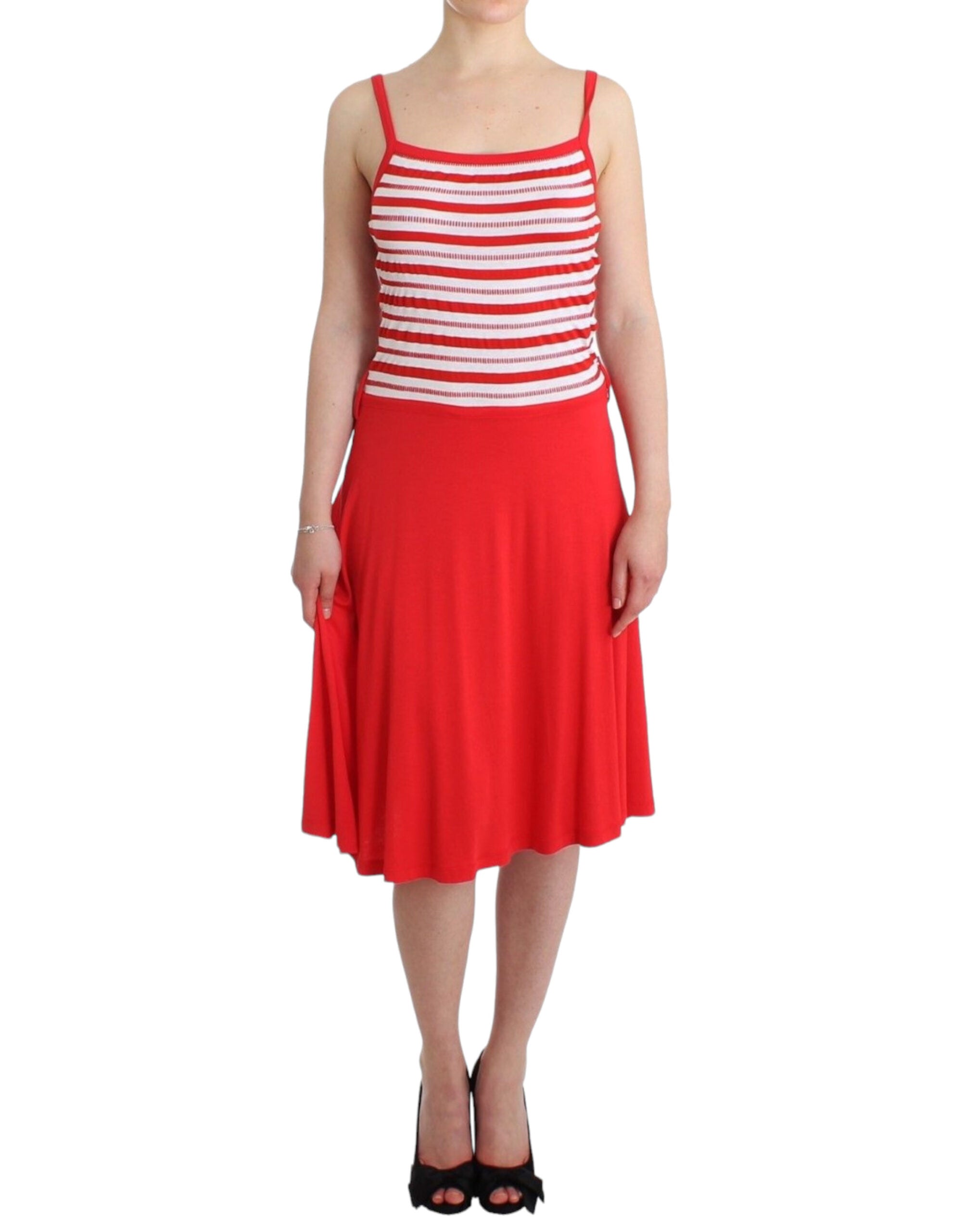 Robe Roccobarocco Jersey Line rayée rouges et blanches