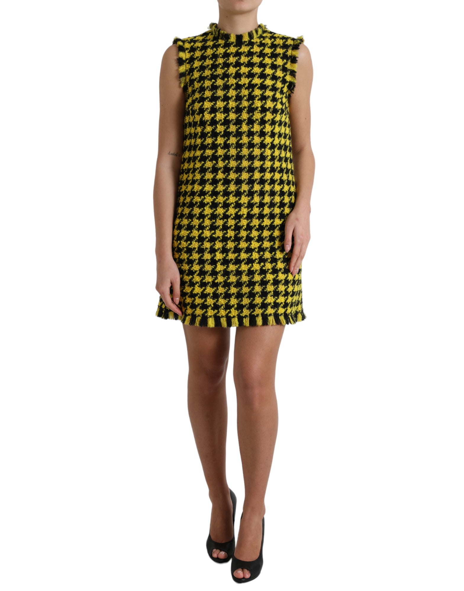Robe Dolce & Gabbana houndstooth jaune