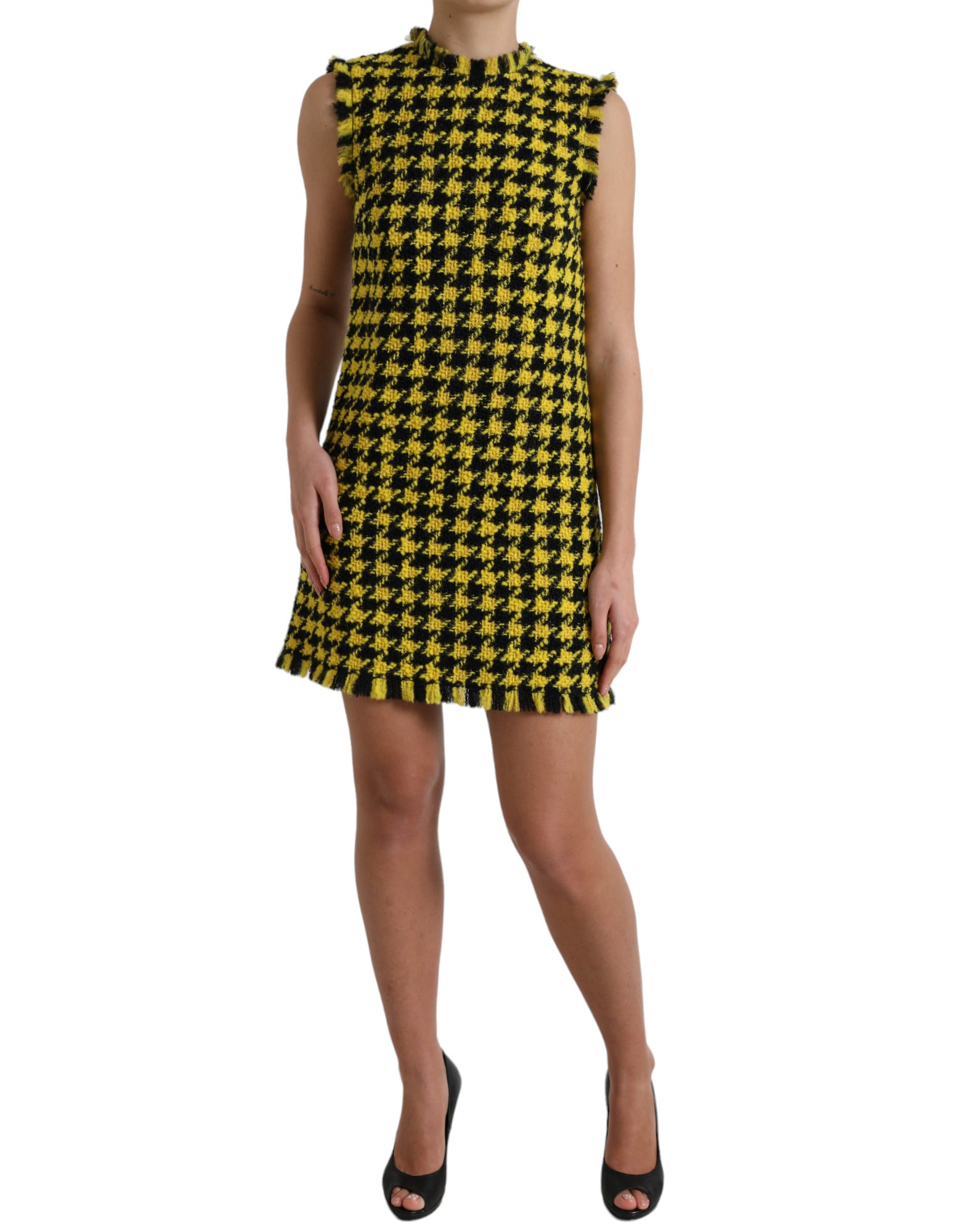 Robe Dolce & Gabbana houndstooth jaune