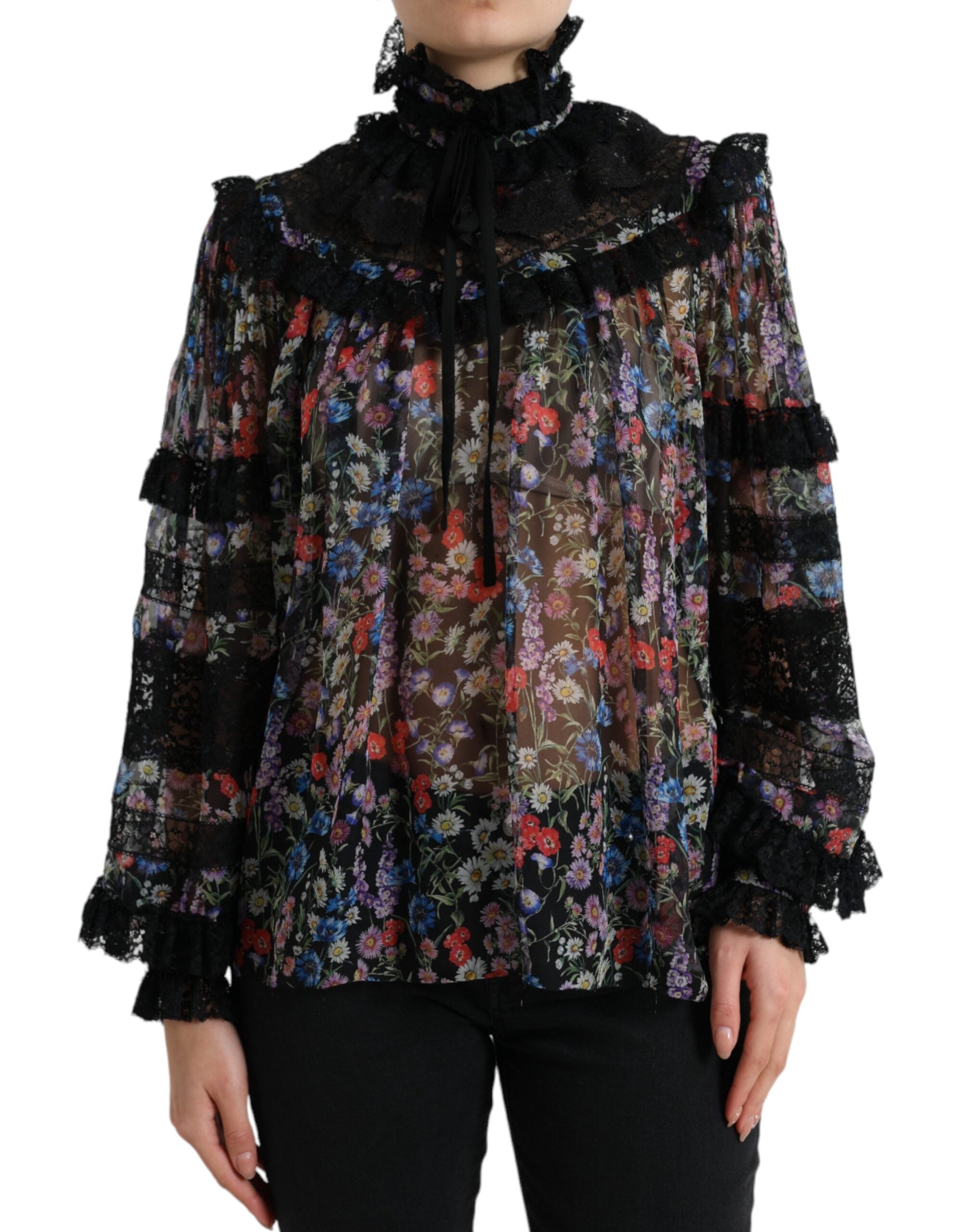 Blouse Dolce & Gabbana à fleurs noires