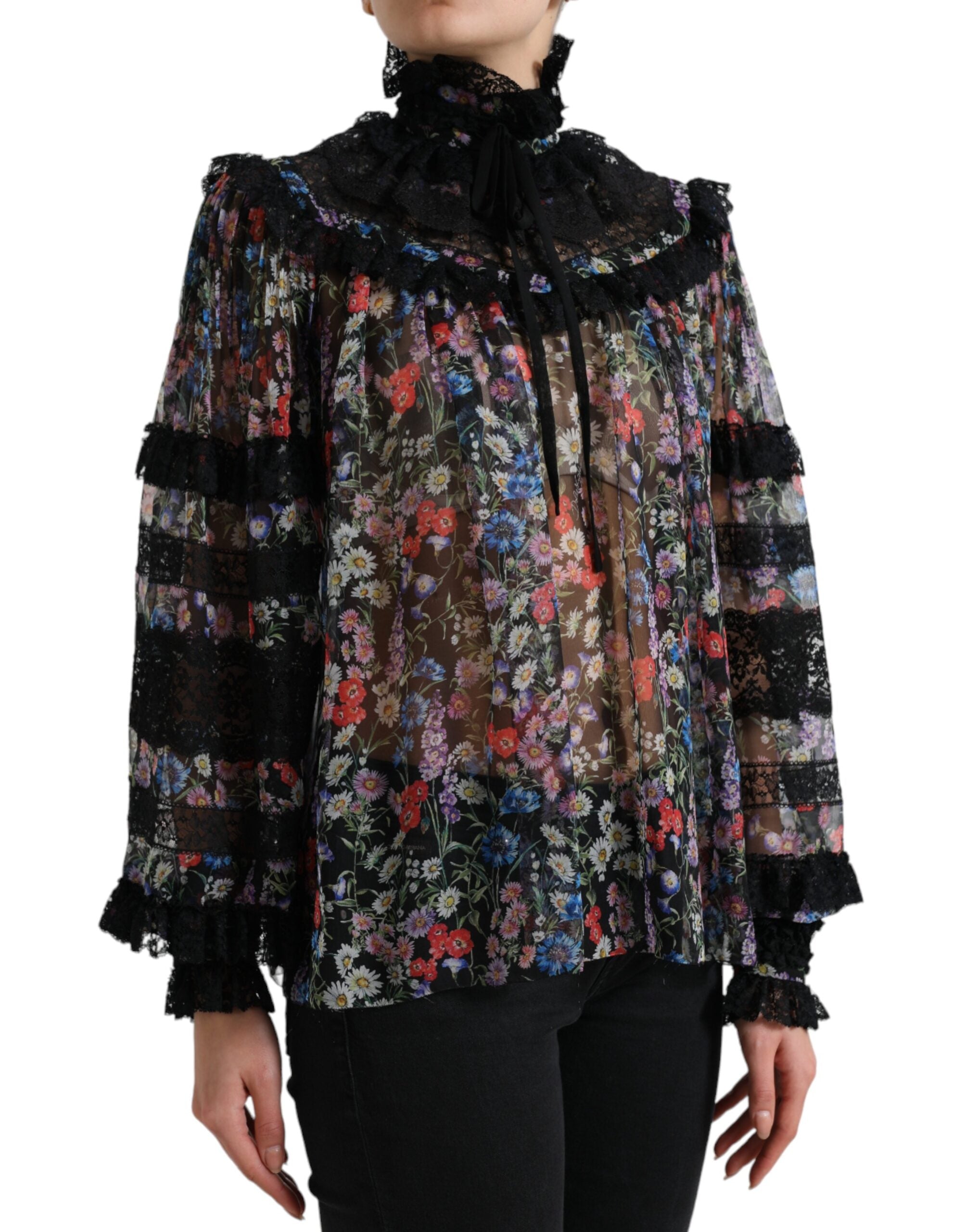Blouse Dolce & Gabbana à fleurs noires
