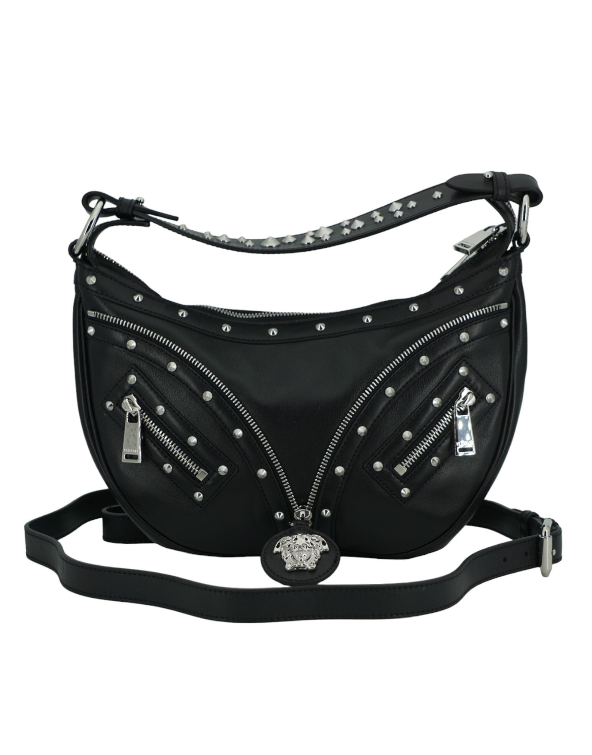Sac hobo Versace en cuir noir