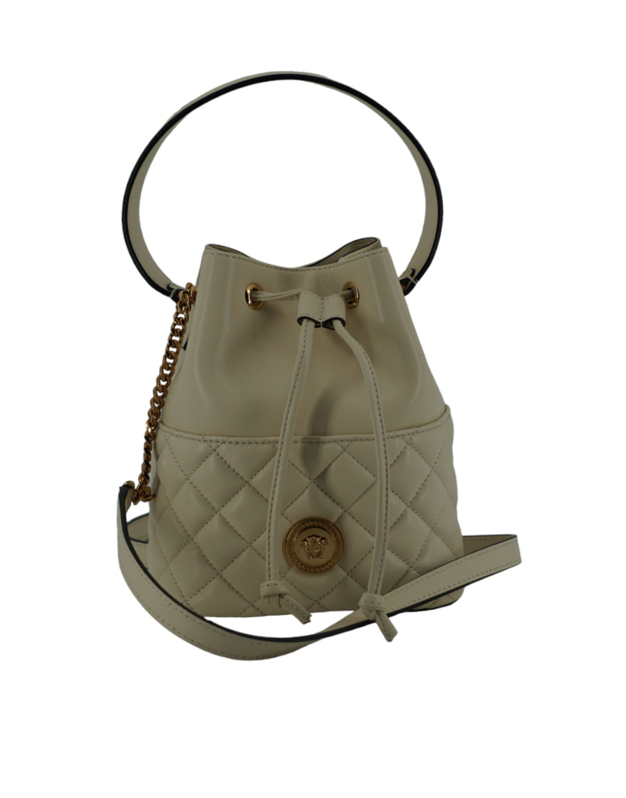 Sac seau Versace en cuir blanc