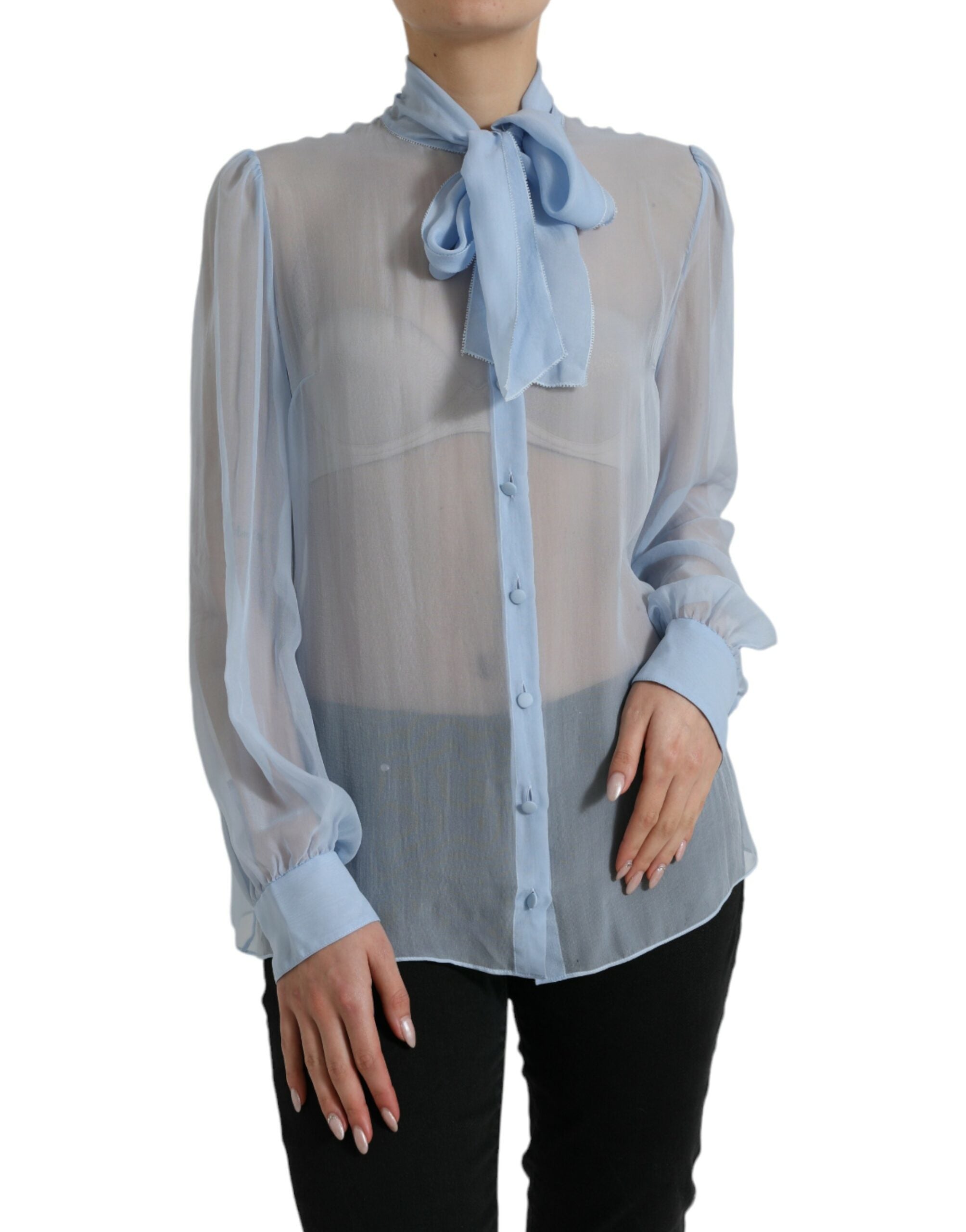 Blouse Dolce & Gabbana ascot bleue